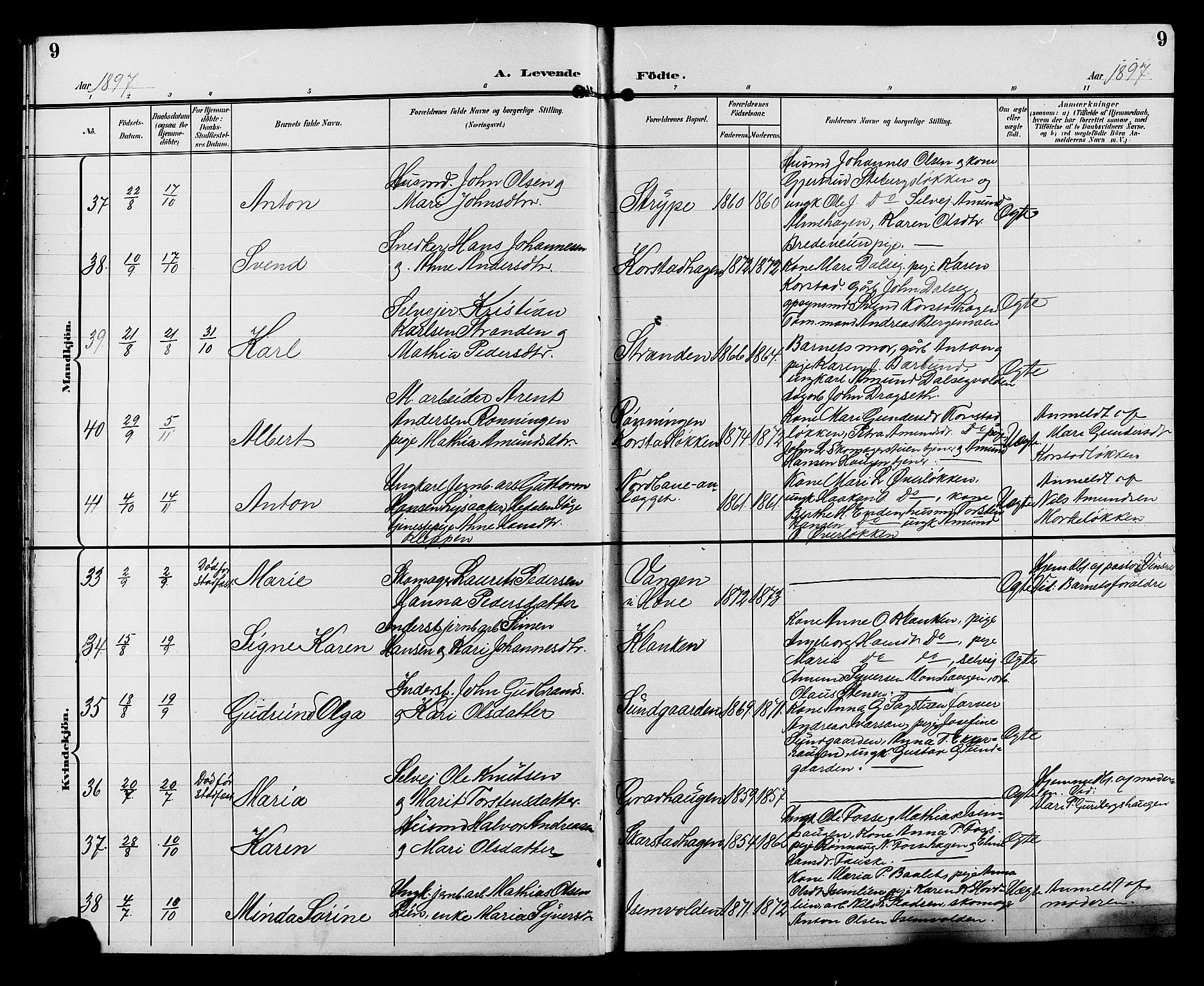 Sør-Fron prestekontor, AV/SAH-PREST-010/H/Ha/Hab/L0004: Parish register (copy) no. 4, 1896-1911, p. 9