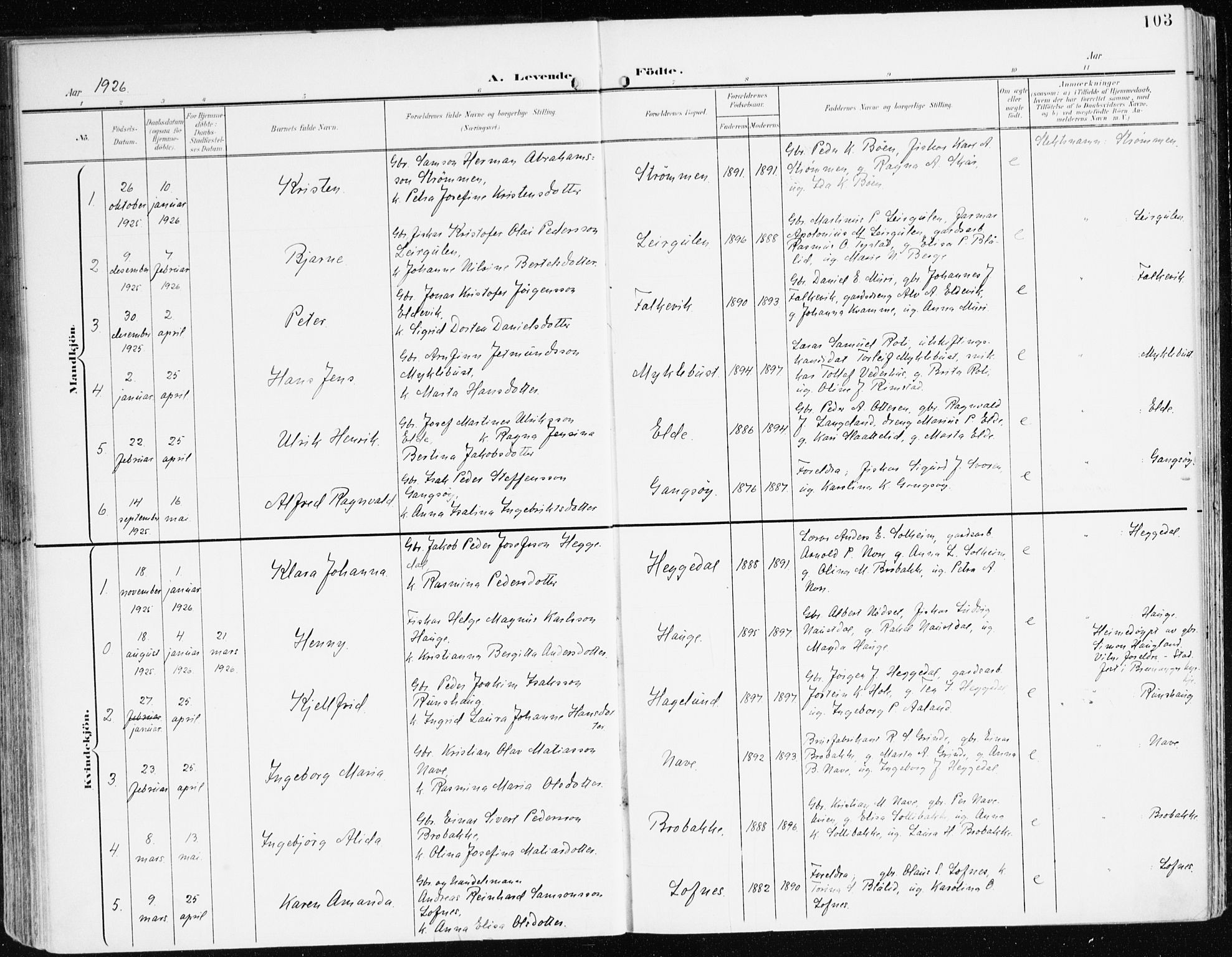 Davik sokneprestembete, AV/SAB-A-79701/H/Haa/Haad/L0002: Parish register (official) no. D 2, 1901-1930, p. 103