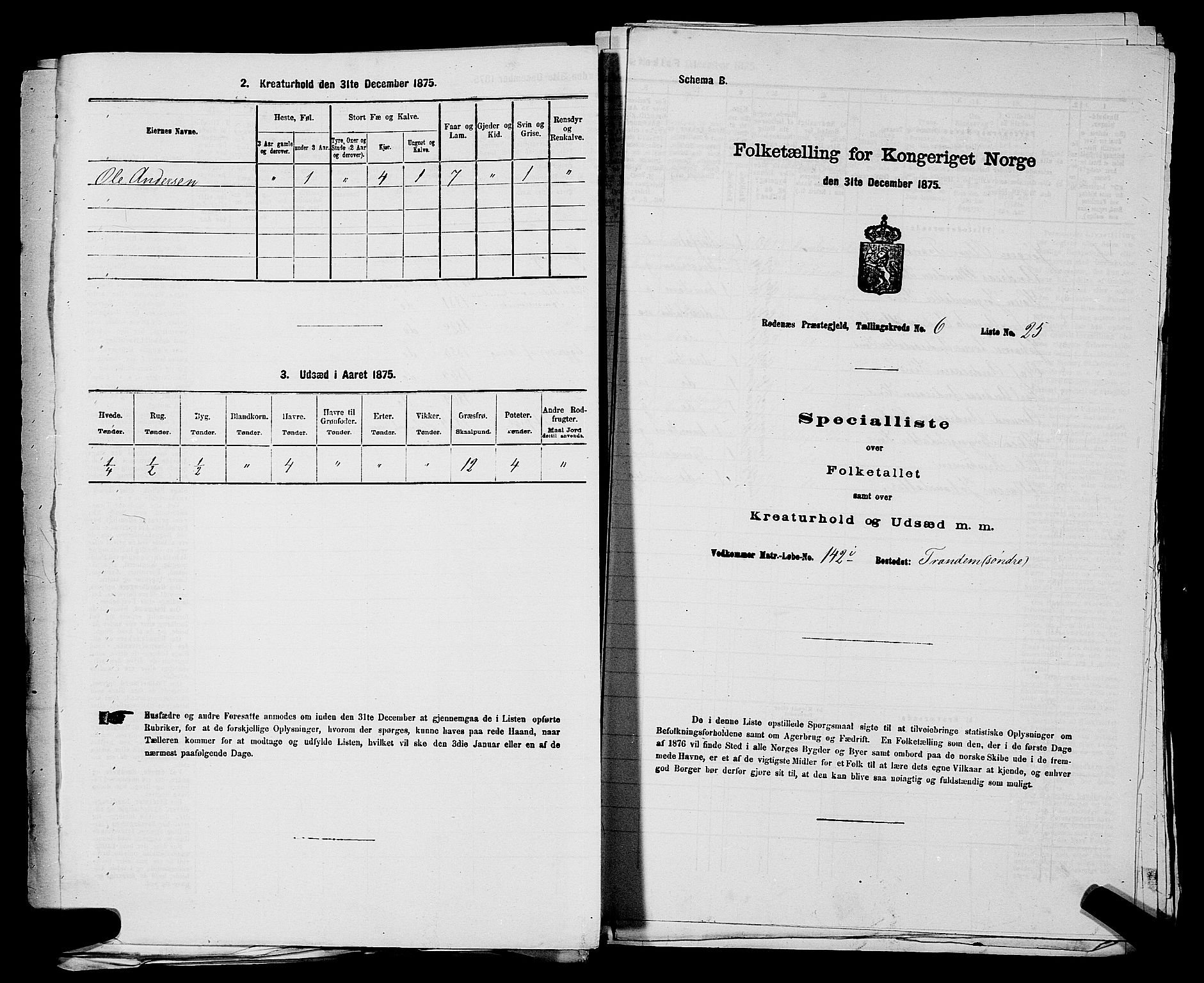 RA, 1875 census for 0120P Rødenes, 1875, p. 830