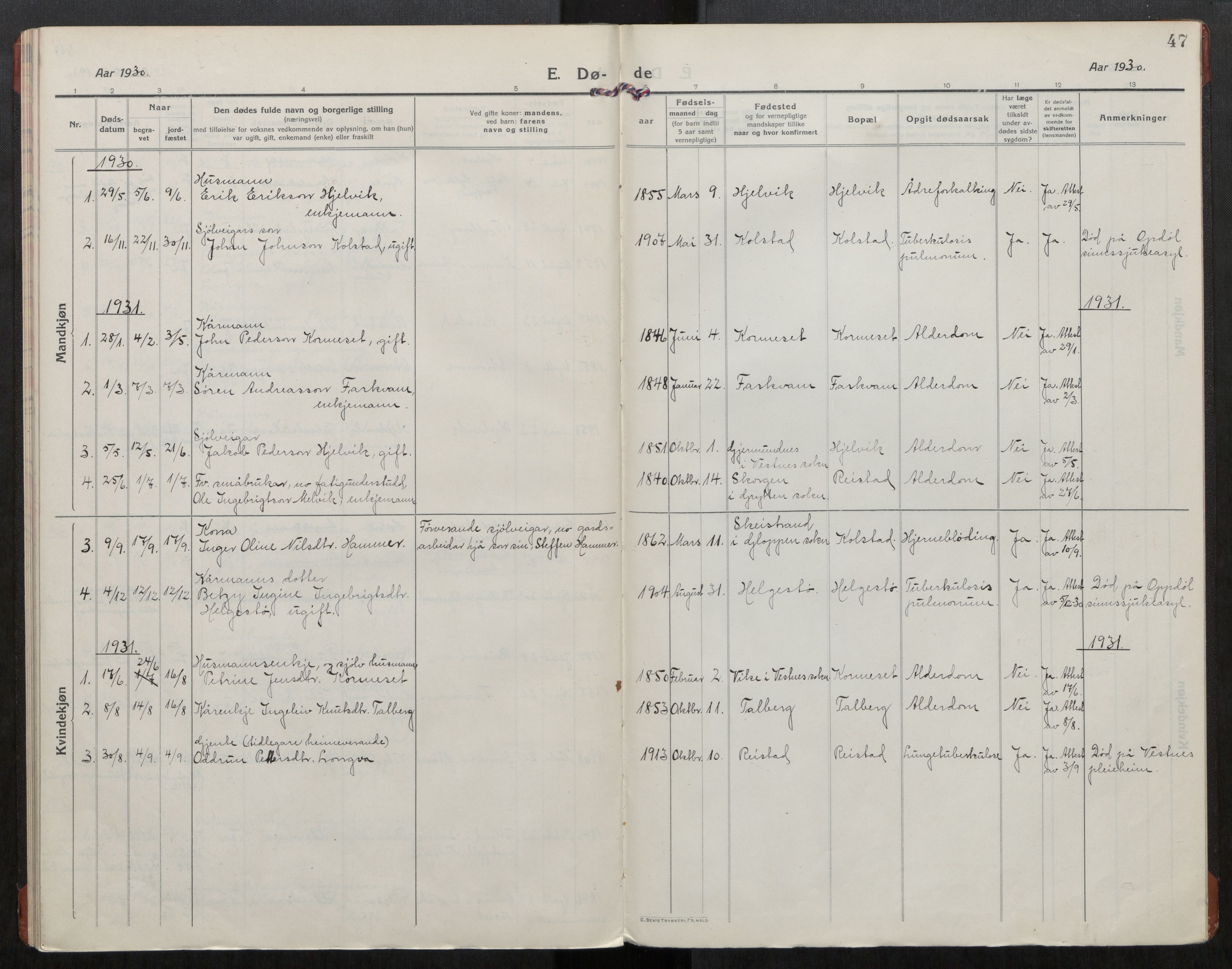 Ministerialprotokoller, klokkerbøker og fødselsregistre - Møre og Romsdal, AV/SAT-A-1454/550/L0622: Parish register (official) no. 550A02, 1916-1931, p. 47