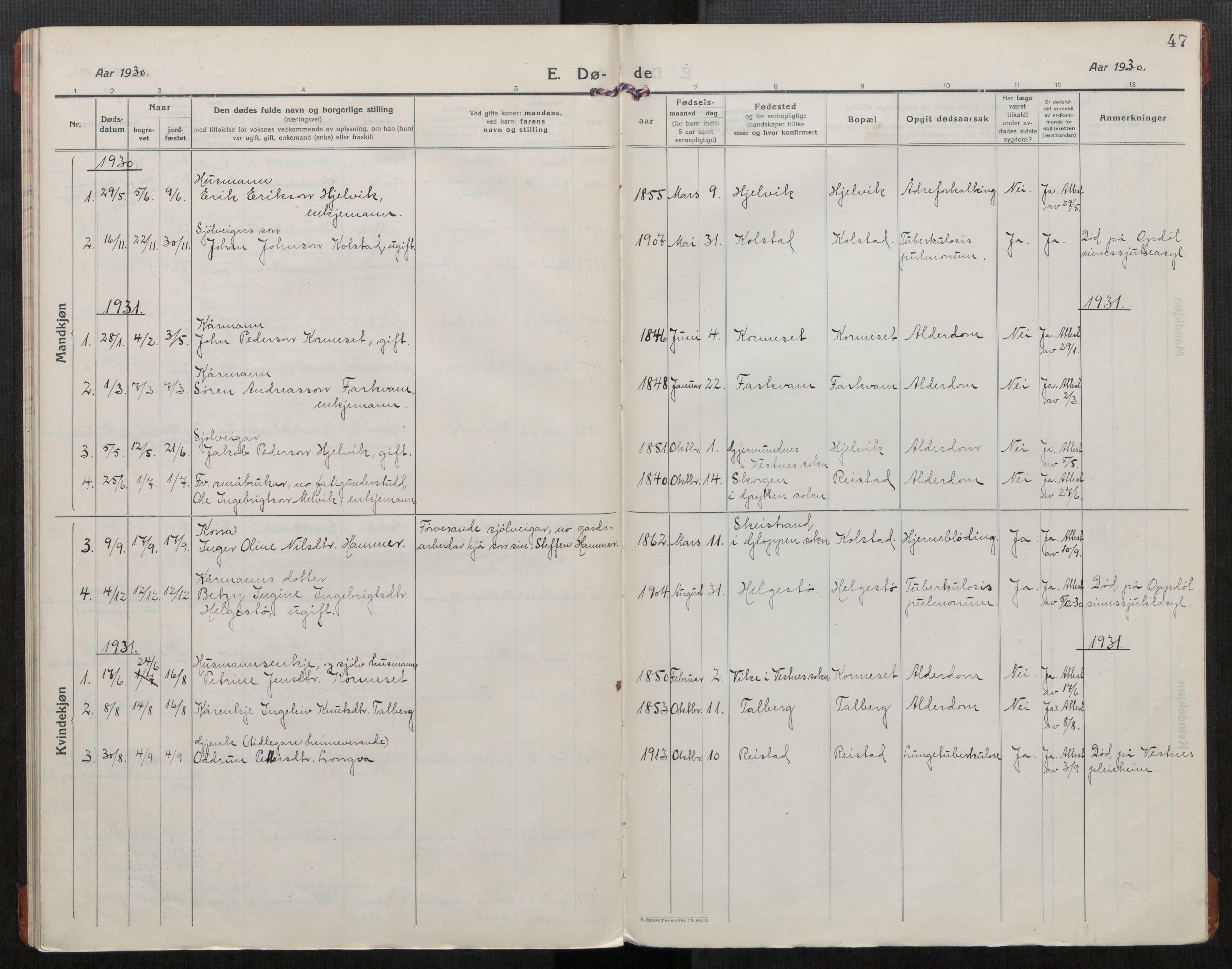 Ministerialprotokoller, klokkerbøker og fødselsregistre - Møre og Romsdal, SAT/A-1454/550/L0622: Parish register (official) no. 550A02, 1916-1931, p. 47