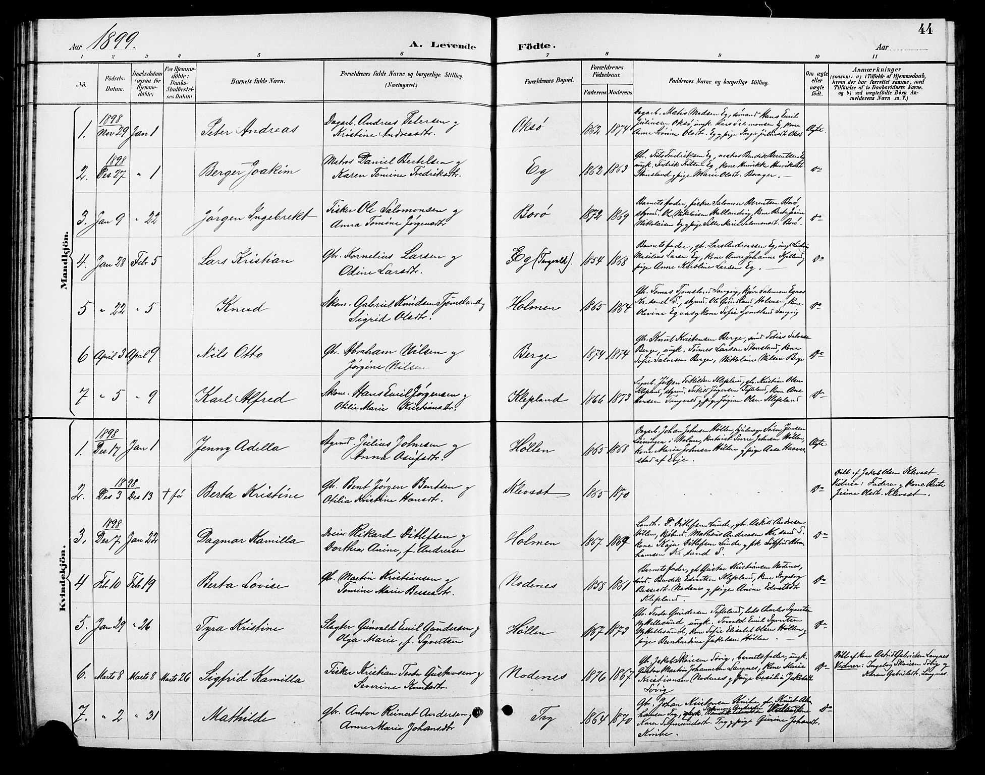Søgne sokneprestkontor, SAK/1111-0037/F/Fb/Fbb/L0006: Parish register (copy) no. B 6, 1892-1911, p. 44