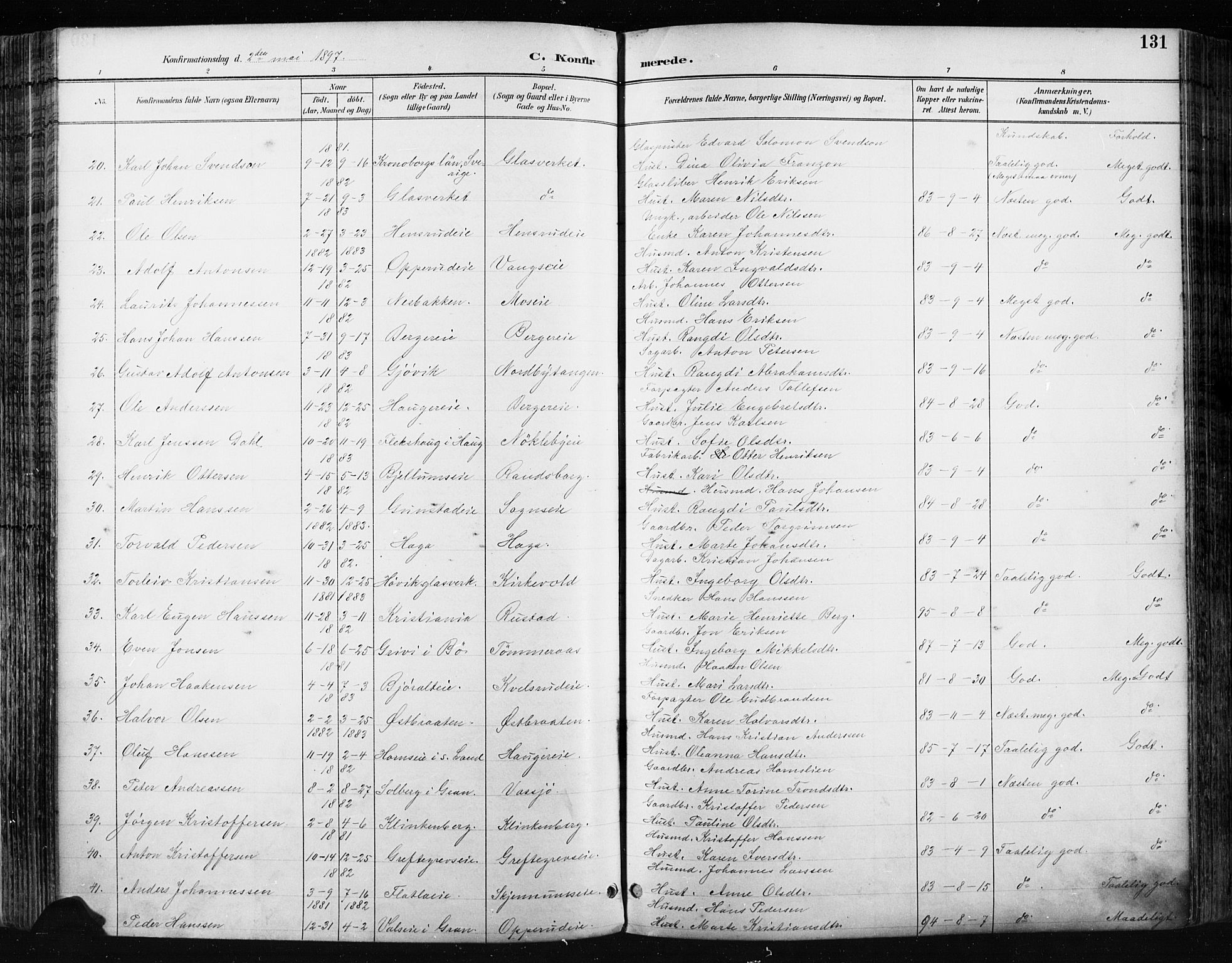 Jevnaker prestekontor, SAH/PREST-116/H/Ha/Haa/L0009: Parish register (official) no. 9, 1891-1901, p. 132