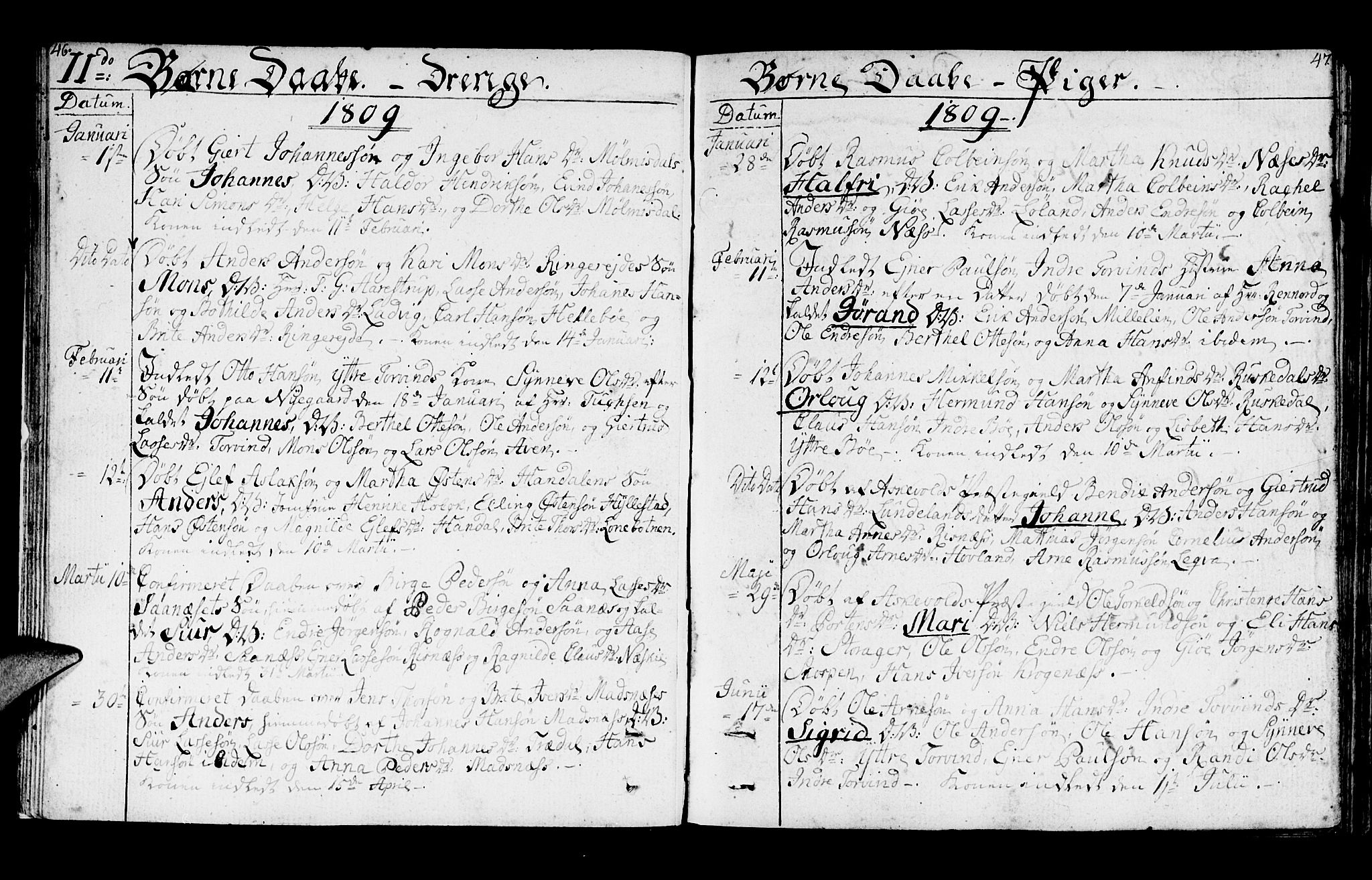 Lavik sokneprestembete, AV/SAB-A-80901: Parish register (official) no. A 1, 1809-1822, p. 46-47