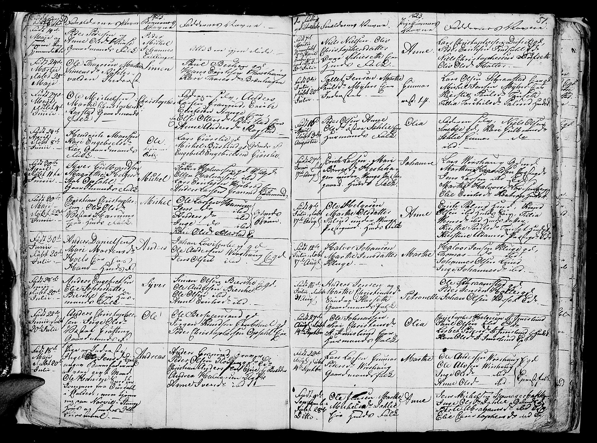 Vang prestekontor, Hedmark, SAH/PREST-008/H/Ha/Hab/L0006: Parish register (copy) no. 6, 1819-1832, p. 50-51