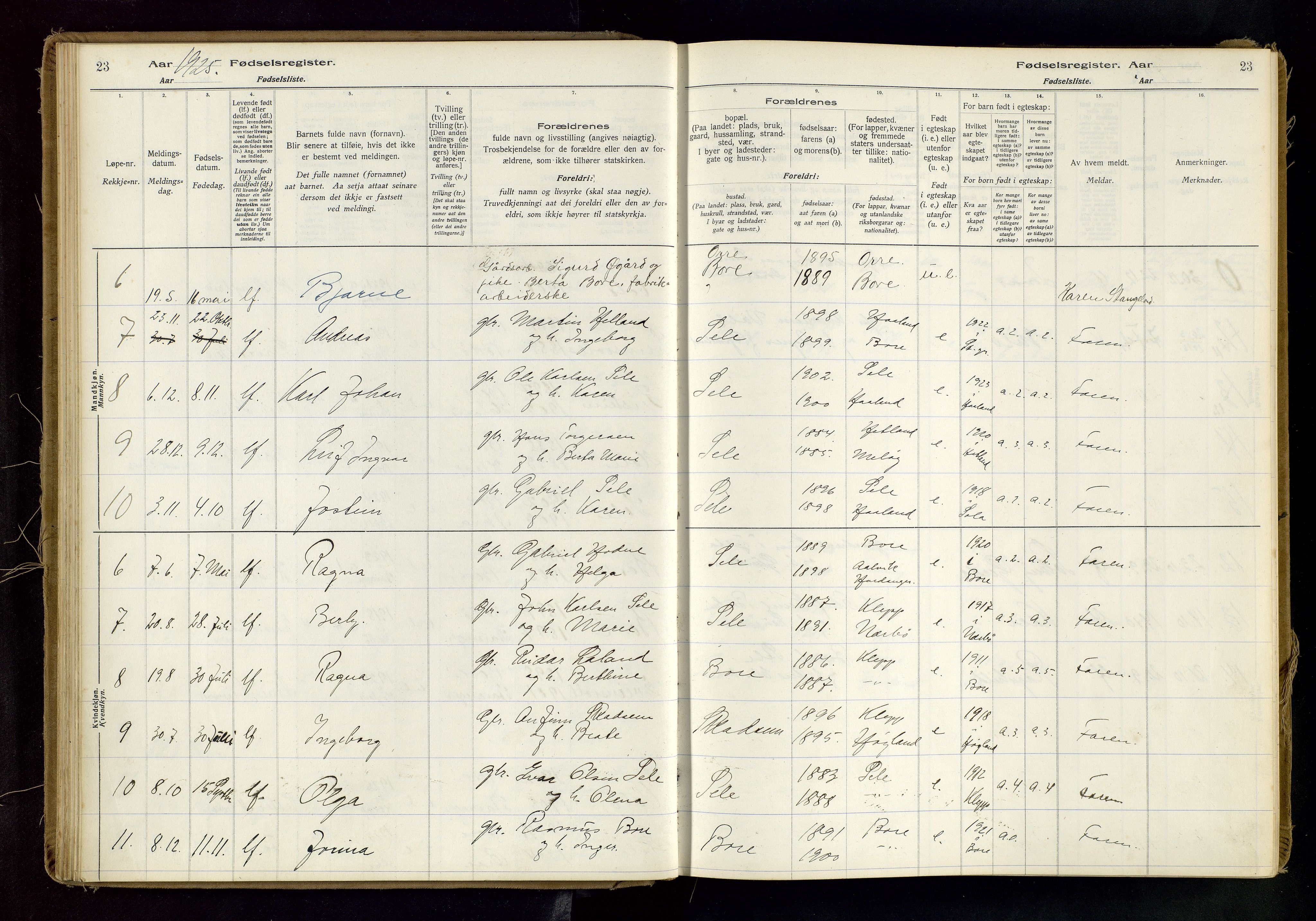 Klepp sokneprestkontor, AV/SAST-A-101803/001/704BAB/L0001: Birth register no. 1, 1916-1976, p. 23