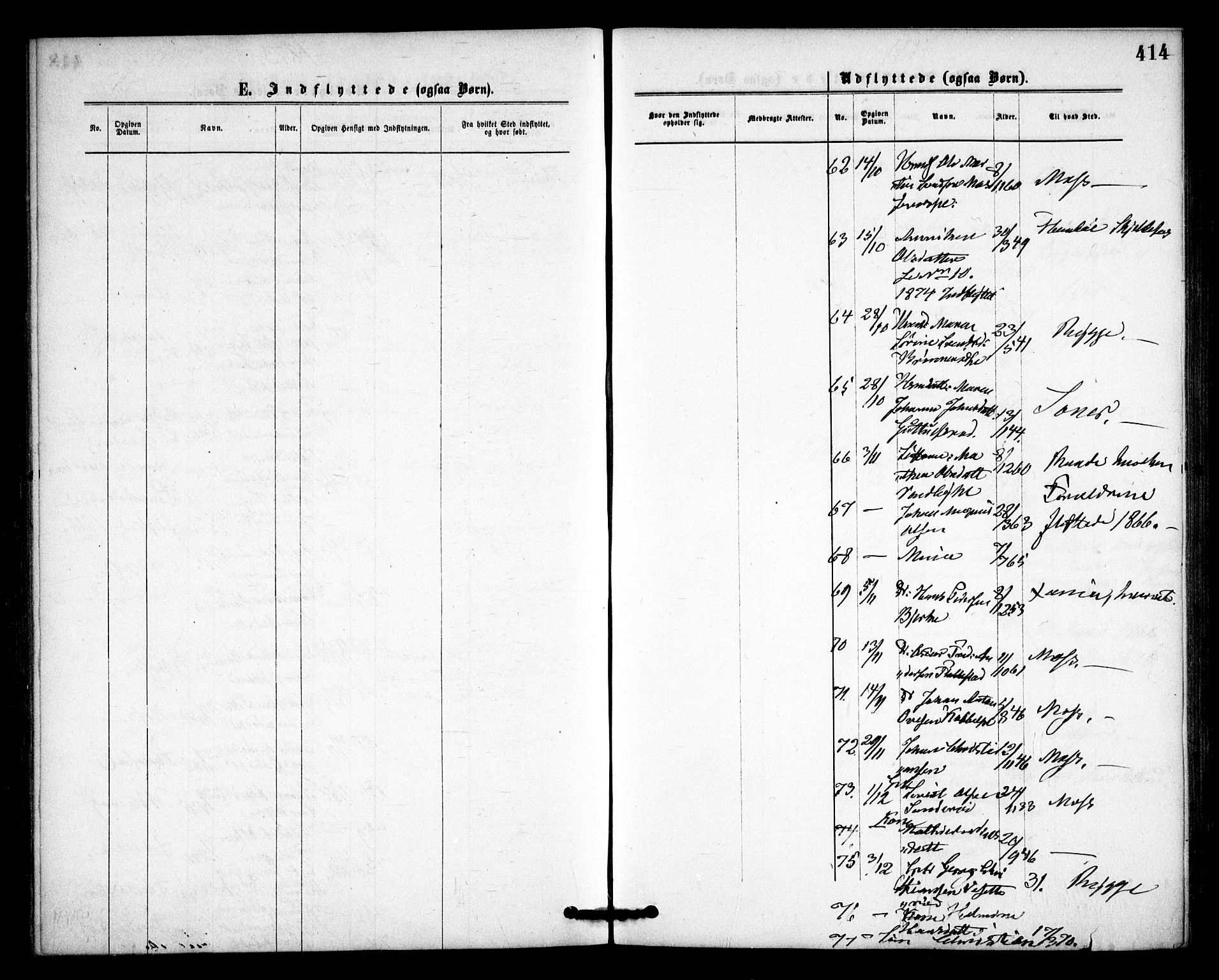 Våler prestekontor Kirkebøker, SAO/A-11083/F/Fa/L0009: Parish register (official) no. I 9, 1873-1877, p. 414