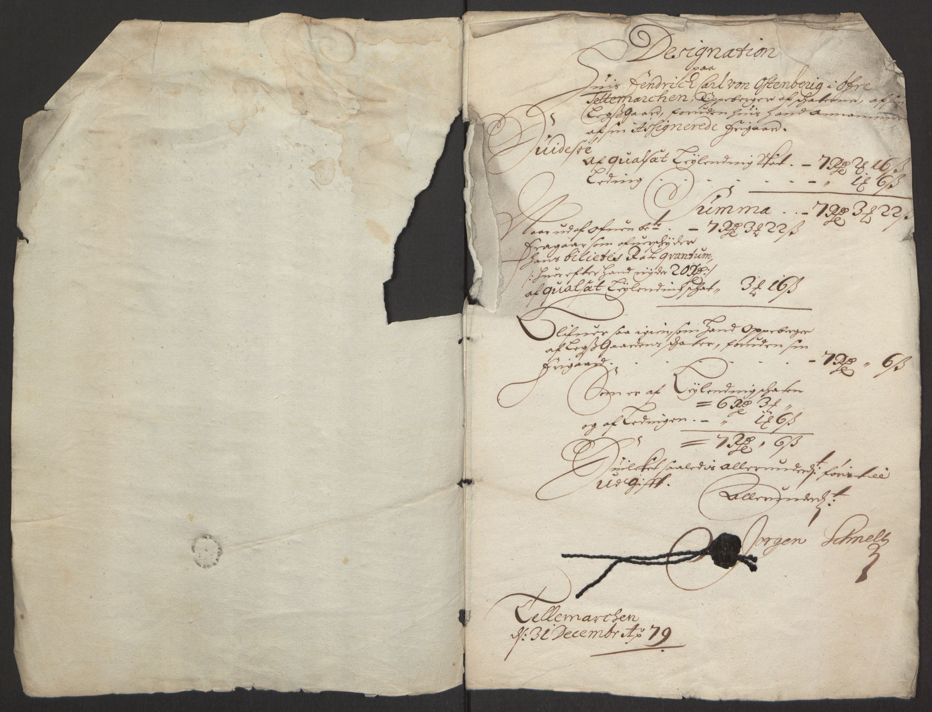 Rentekammeret inntil 1814, Reviderte regnskaper, Fogderegnskap, AV/RA-EA-4092/R35/L2074: Fogderegnskap Øvre og Nedre Telemark, 1679, p. 164