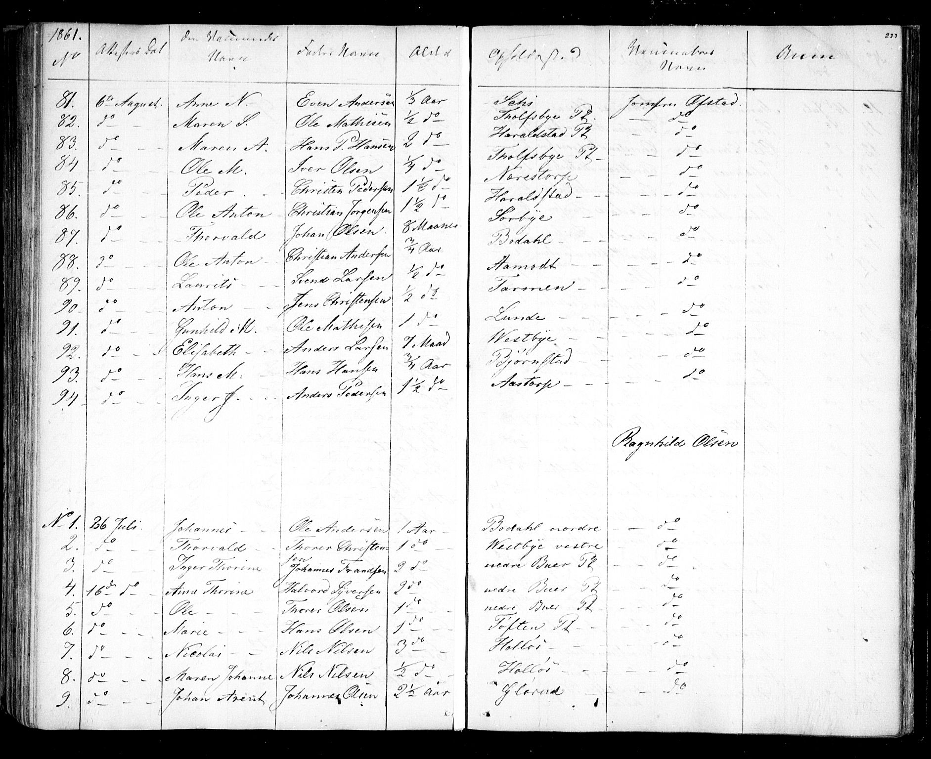 Rakkestad prestekontor Kirkebøker, AV/SAO-A-2008/F/Fa/L0010: Parish register (official) no. I 10, 1857-1861, p. 233