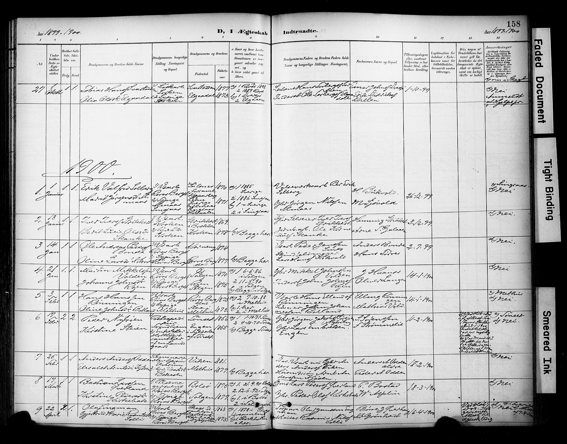 Ministerialprotokoller, klokkerbøker og fødselsregistre - Sør-Trøndelag, SAT/A-1456/681/L0936: Parish register (official) no. 681A14, 1899-1908, p. 158