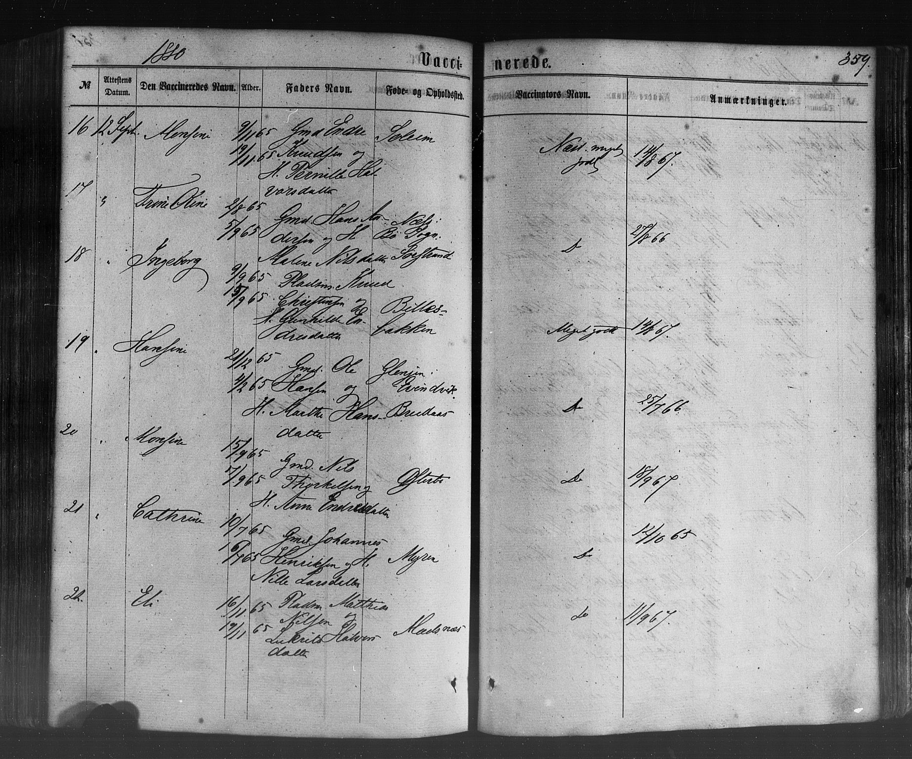 Lavik sokneprestembete, SAB/A-80901: Parish register (official) no. A 4, 1864-1881, p. 359
