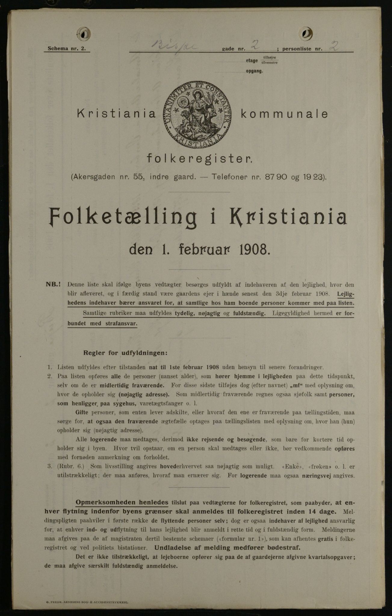 OBA, Municipal Census 1908 for Kristiania, 1908, p. 5258