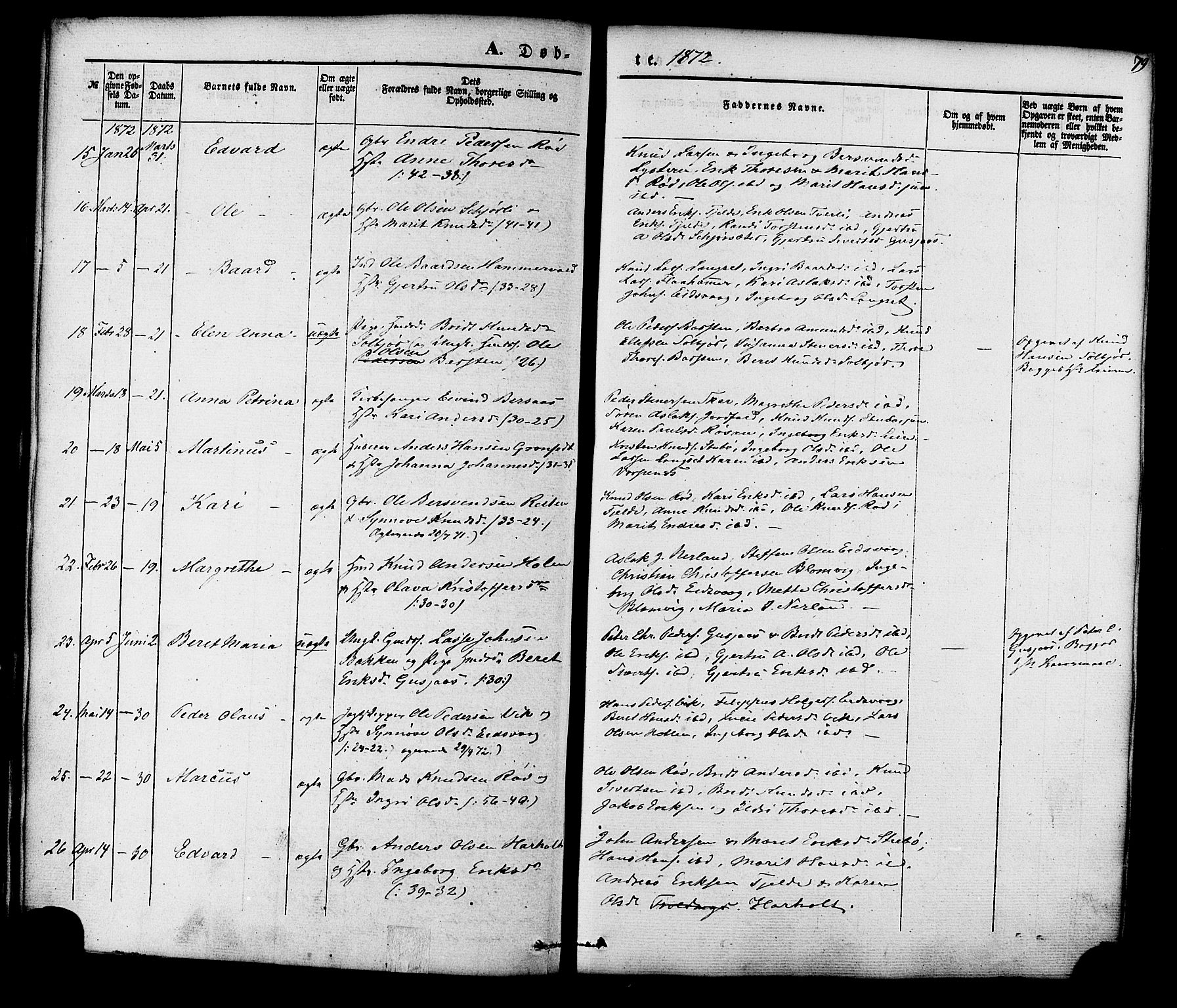 Ministerialprotokoller, klokkerbøker og fødselsregistre - Møre og Romsdal, SAT/A-1454/551/L0625: Parish register (official) no. 551A05, 1846-1879, p. 79