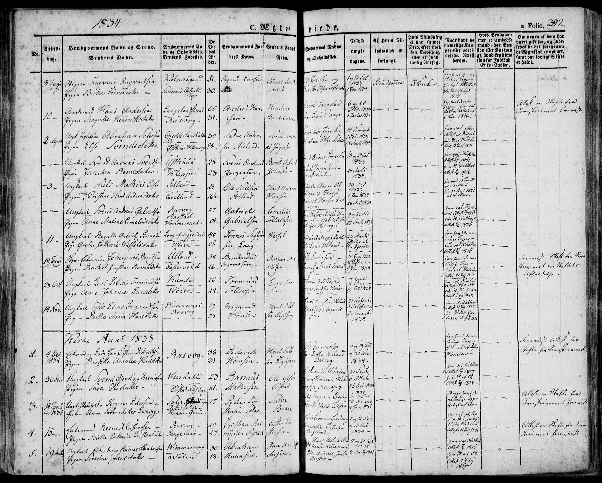 Flekkefjord sokneprestkontor, AV/SAK-1111-0012/F/Fa/Fac/L0003: Parish register (official) no. A 3, 1826-1841, p. 302