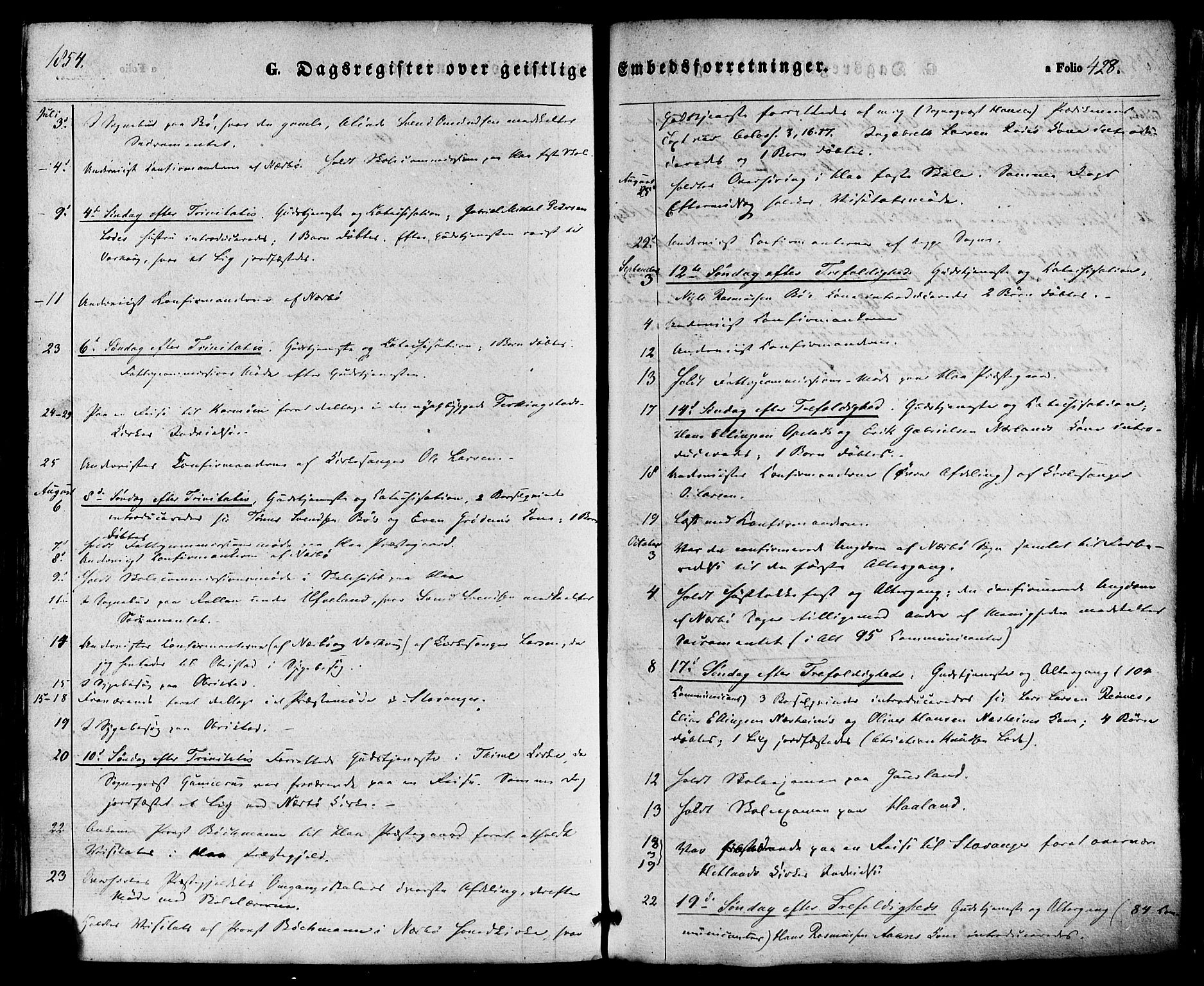 Hå sokneprestkontor, AV/SAST-A-101801/001/30BA/L0008: Parish register (official) no. A 7, 1853-1878, p. 428