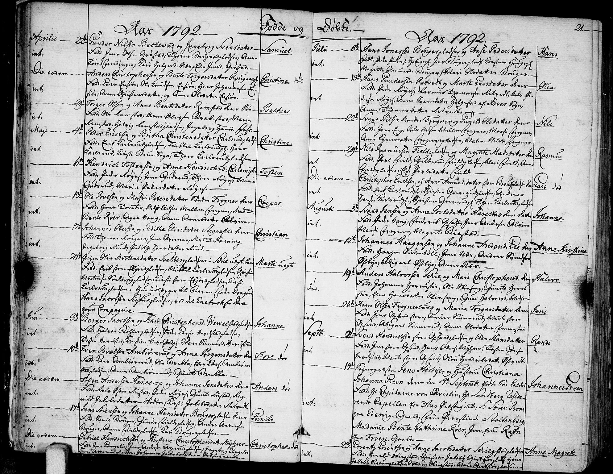 Kråkstad prestekontor Kirkebøker, AV/SAO-A-10125a/F/Fa/L0002: Parish register (official) no. I 2, 1786-1814, p. 21