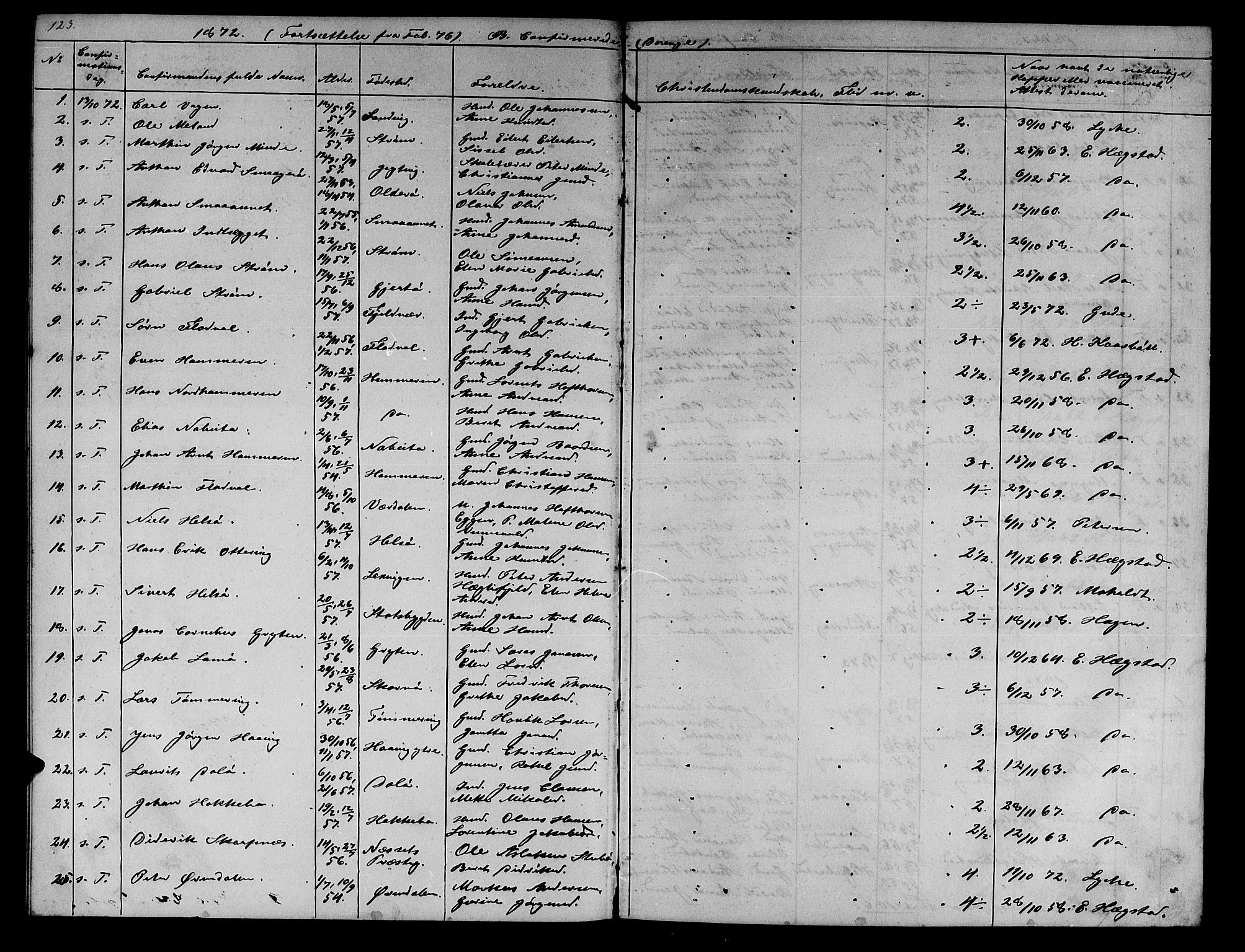 Ministerialprotokoller, klokkerbøker og fødselsregistre - Sør-Trøndelag, SAT/A-1456/634/L0539: Parish register (copy) no. 634C01, 1866-1873, p. 123