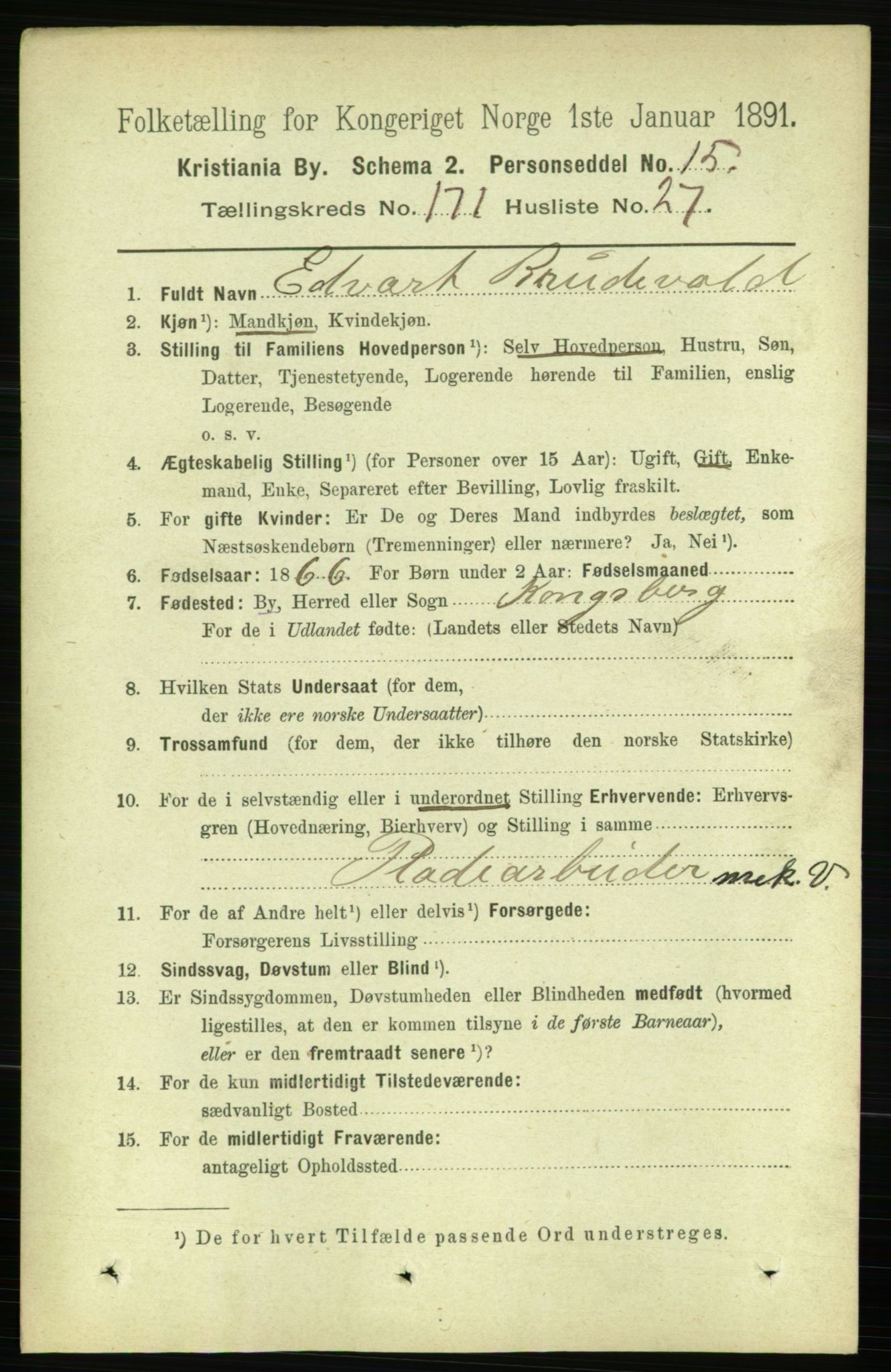RA, 1891 census for 0301 Kristiania, 1891, p. 101252