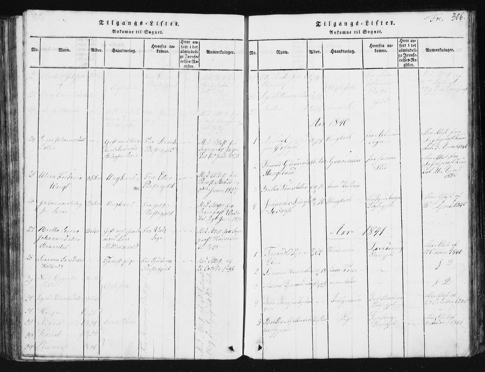 Vikedal sokneprestkontor, SAST/A-101840/01/V: Parish register (copy) no. B 2, 1816-1863, p. 306