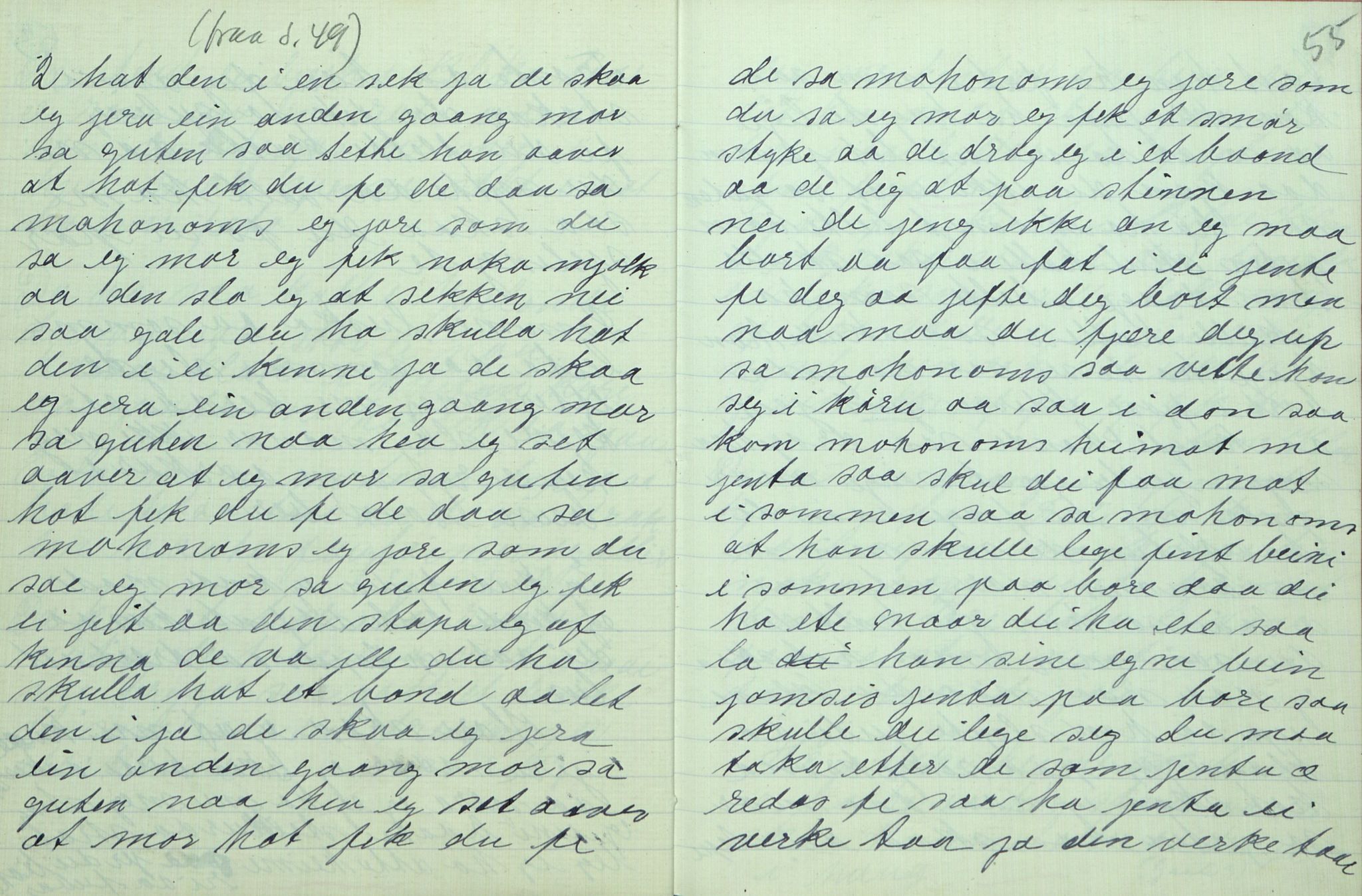 Rikard Berge, TEMU/TGM-A-1003/F/L0007/0018: 251-299 / 268 Uppskriftir av Gunnhild T. Kivle for Rikard Berge, 1915, p. 54-55