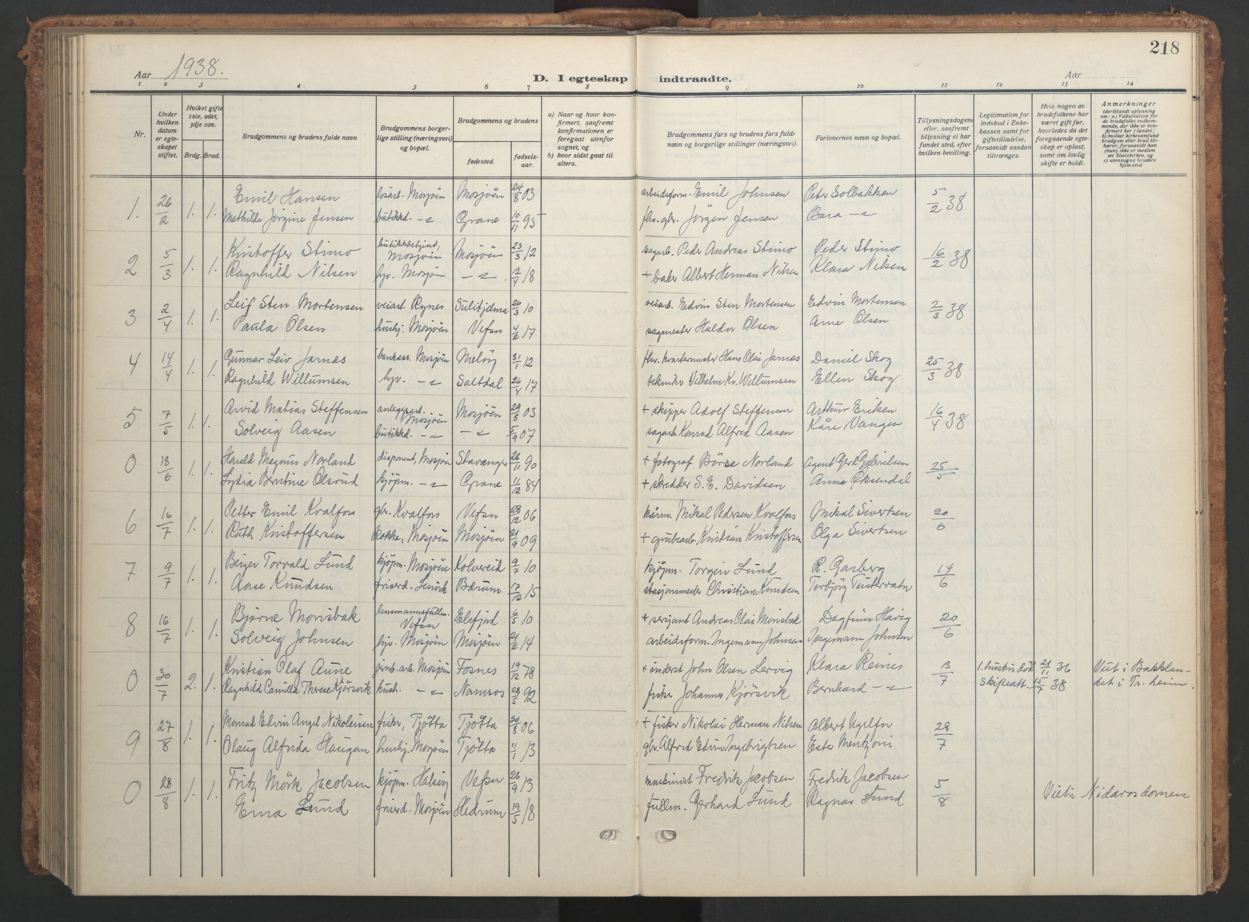 Ministerialprotokoller, klokkerbøker og fødselsregistre - Nordland, AV/SAT-A-1459/820/L0303: Parish register (copy) no. 820C05, 1917-1952, p. 218