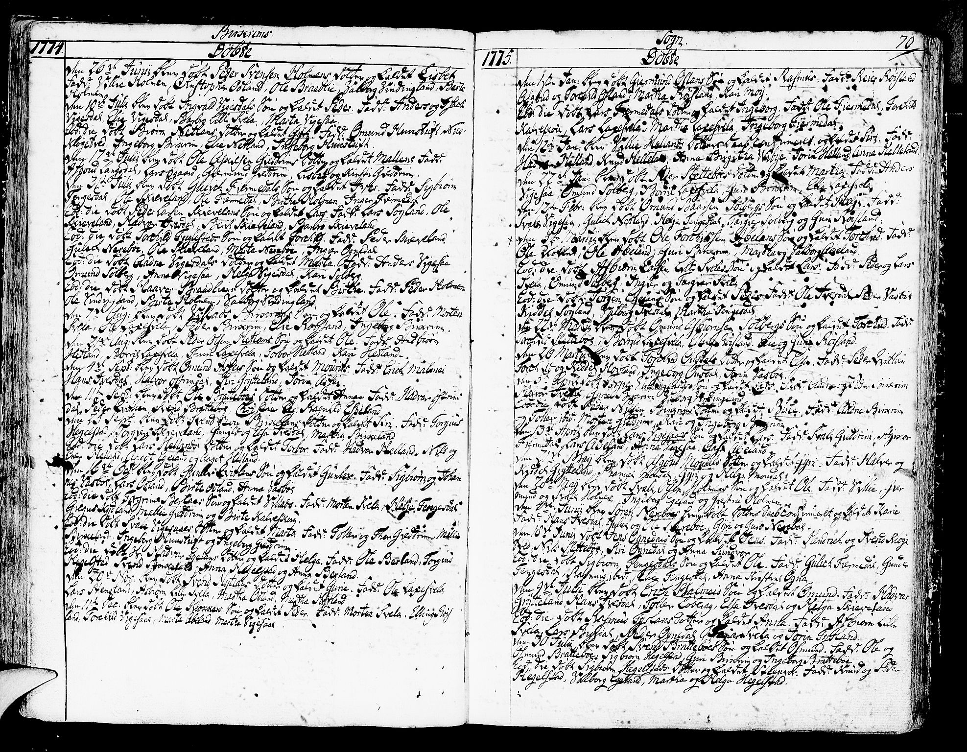 Helleland sokneprestkontor, AV/SAST-A-101810: Parish register (official) no. A 2 /2, 1762-1791, p. 70