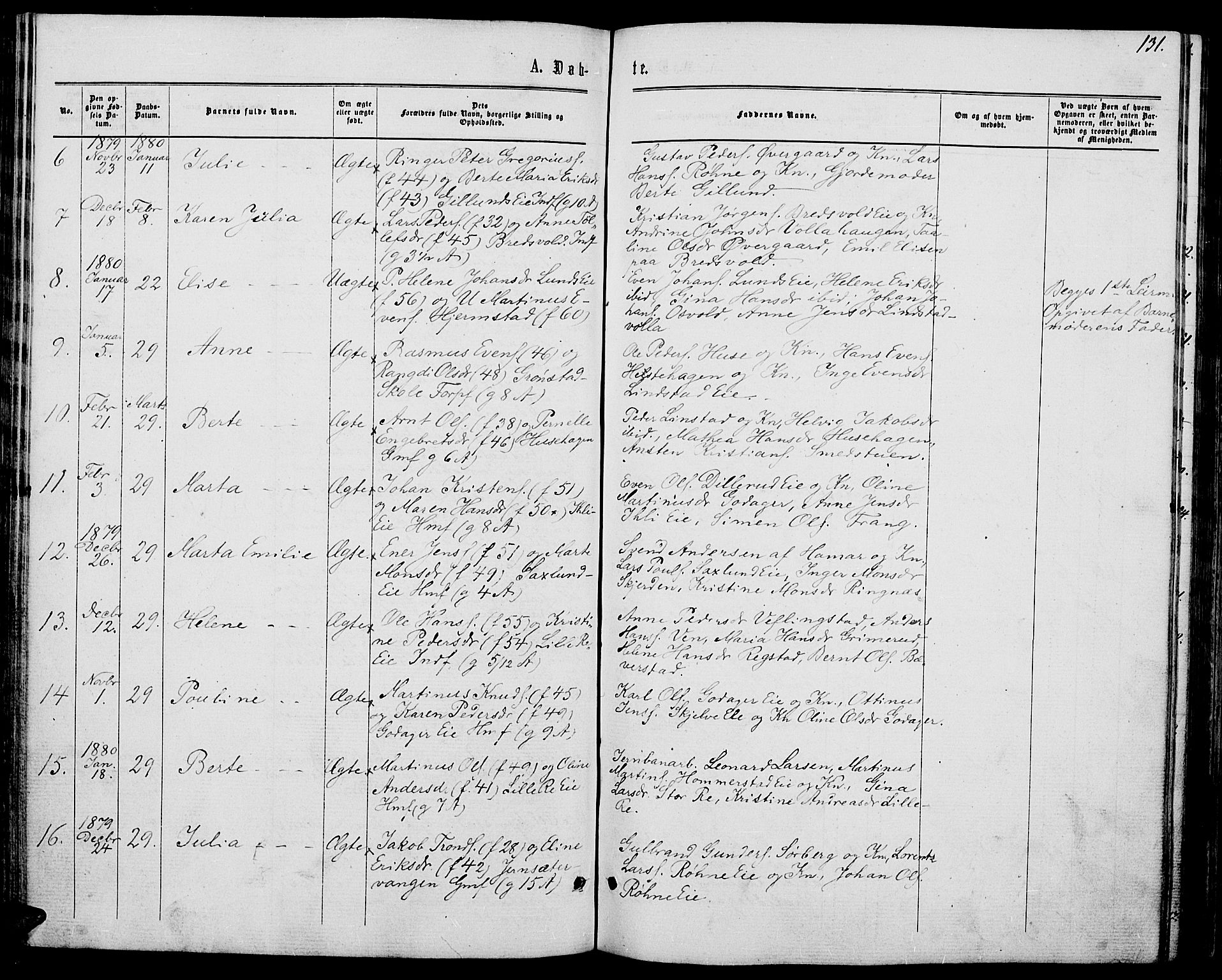 Stange prestekontor, AV/SAH-PREST-002/L/L0006: Parish register (copy) no. 6, 1864-1882, p. 131