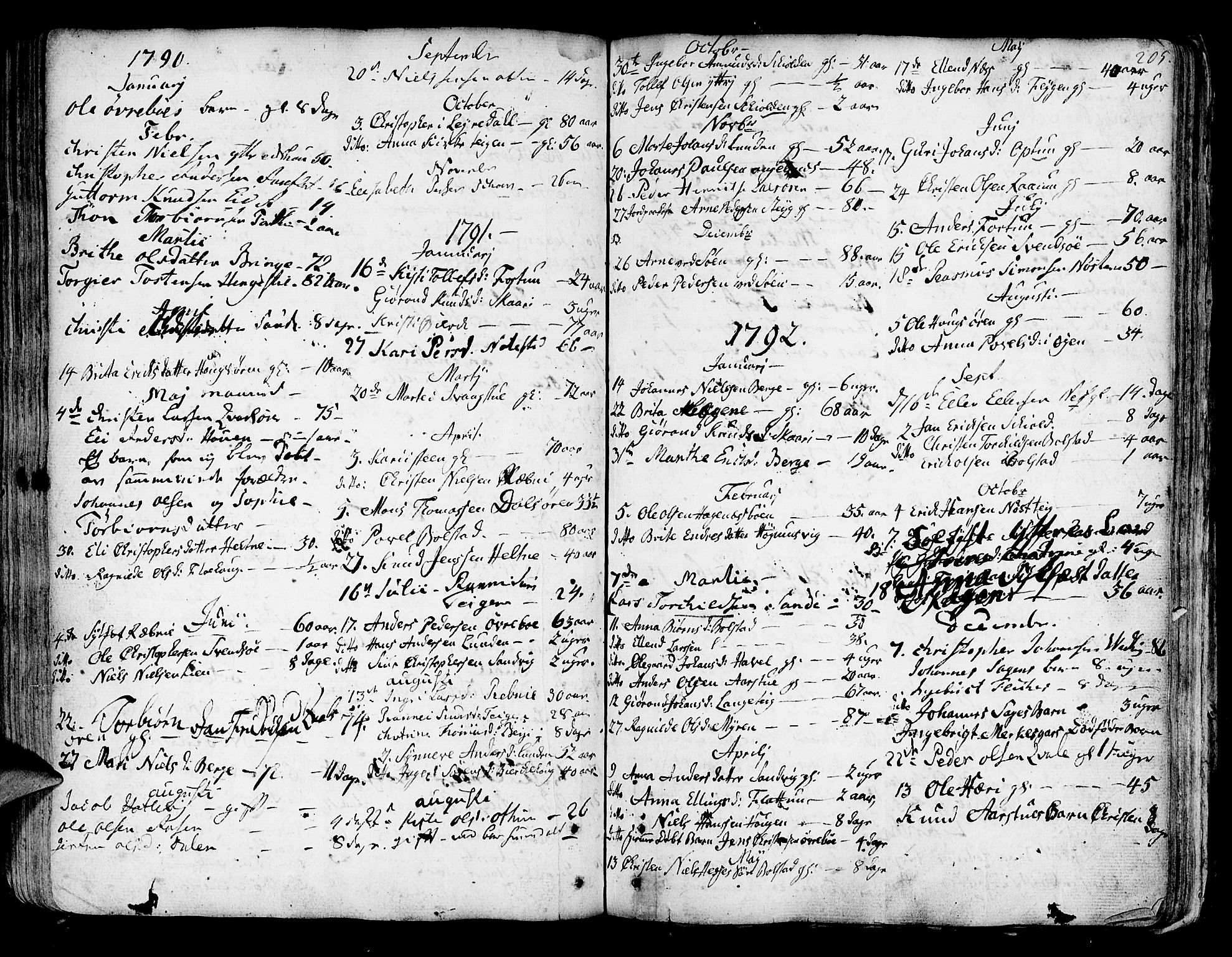 Luster sokneprestembete, SAB/A-81101/H/Haa/Haaa/L0001: Parish register (official) no. A 1, 1731-1803, p. 205