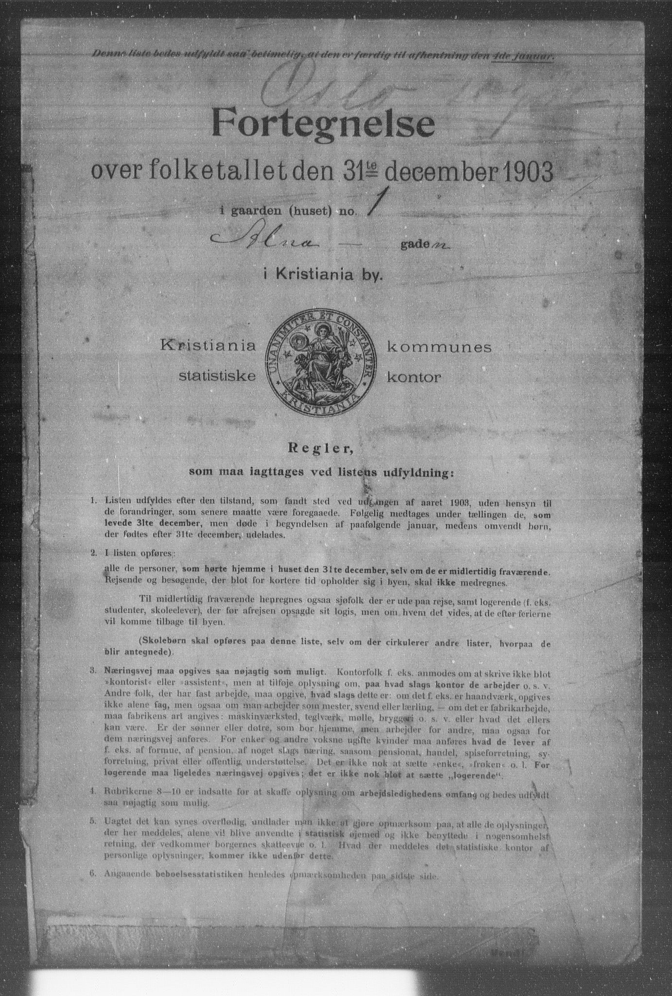 OBA, Municipal Census 1903 for Kristiania, 1903, p. 370