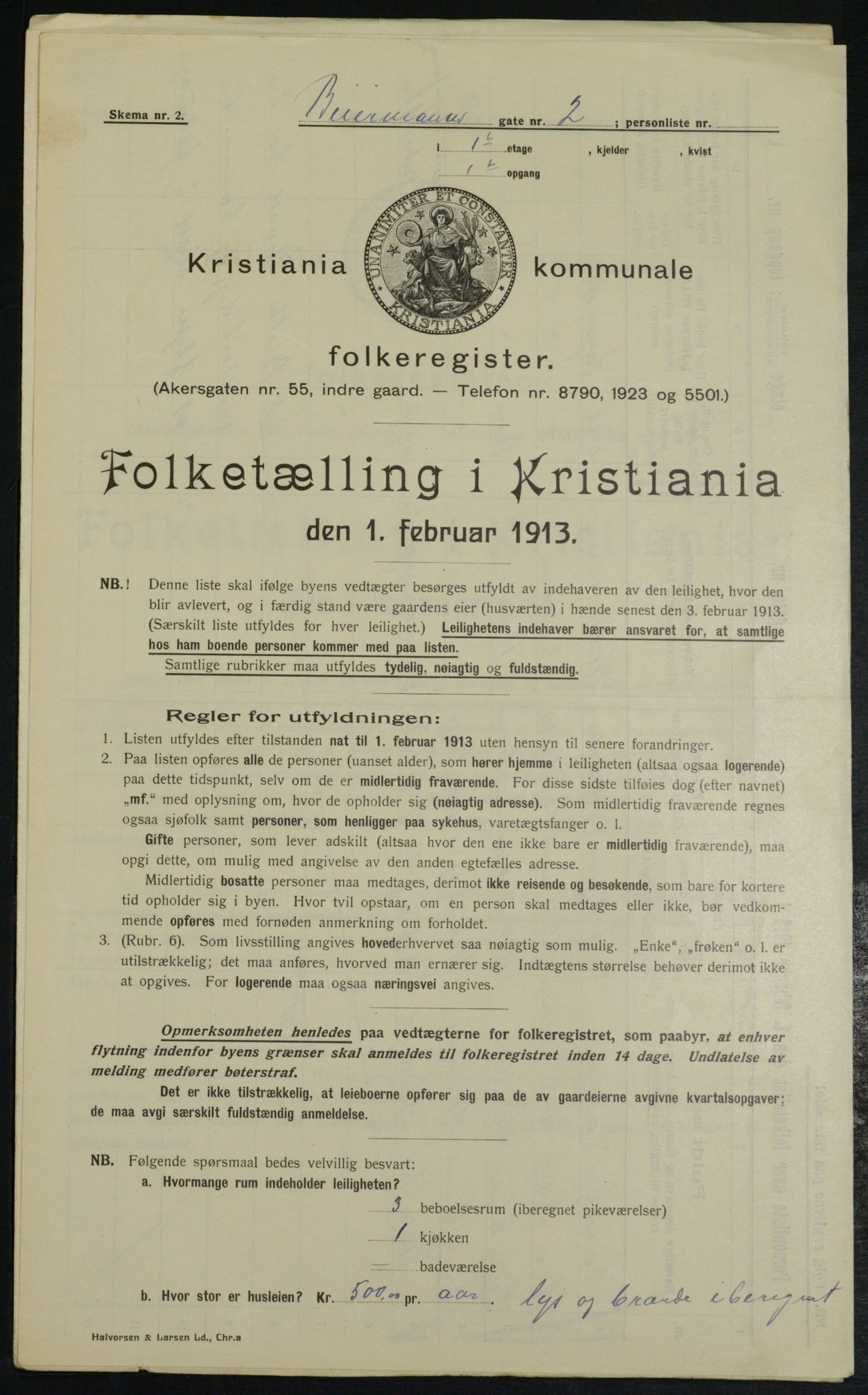 OBA, Municipal Census 1913 for Kristiania, 1913, p. 4626