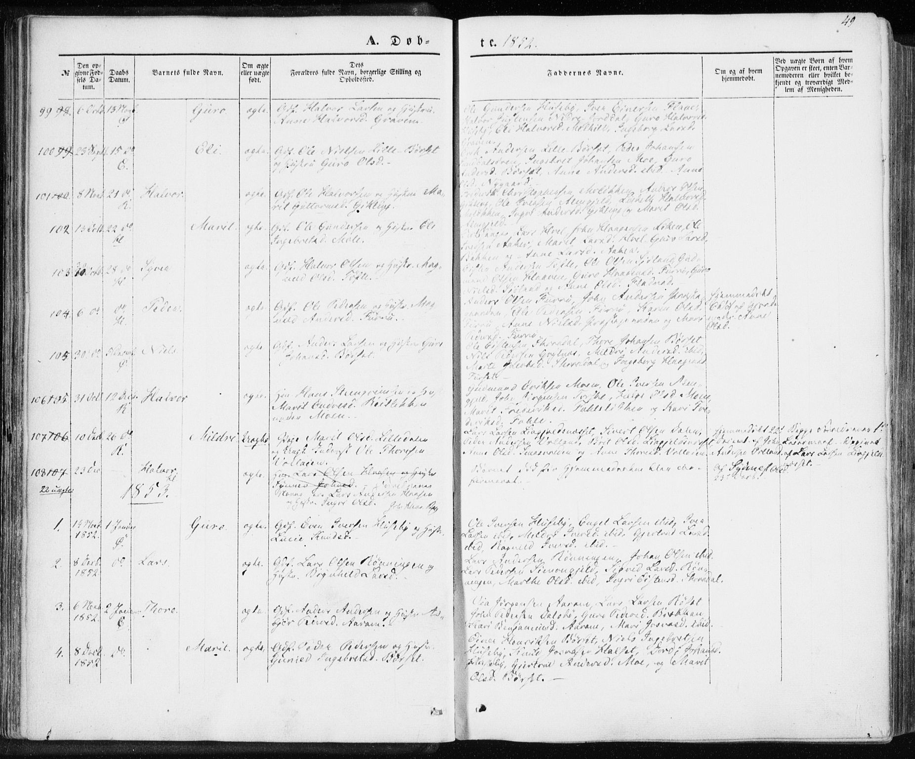 Ministerialprotokoller, klokkerbøker og fødselsregistre - Møre og Romsdal, SAT/A-1454/590/L1013: Parish register (official) no. 590A05, 1847-1877, p. 49