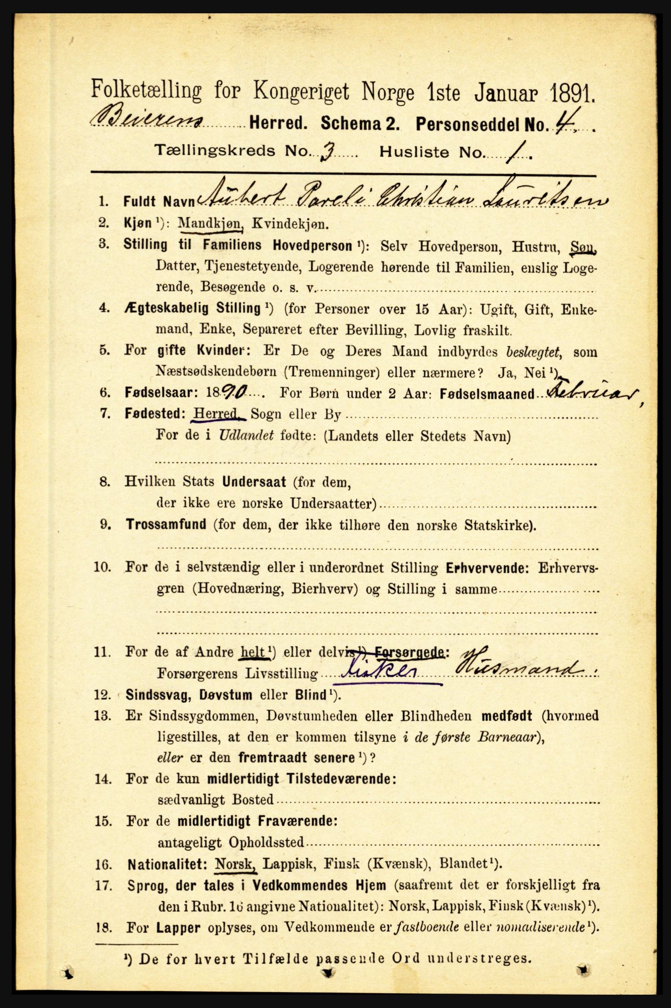 RA, 1891 census for 1839 Beiarn, 1891, p. 1028