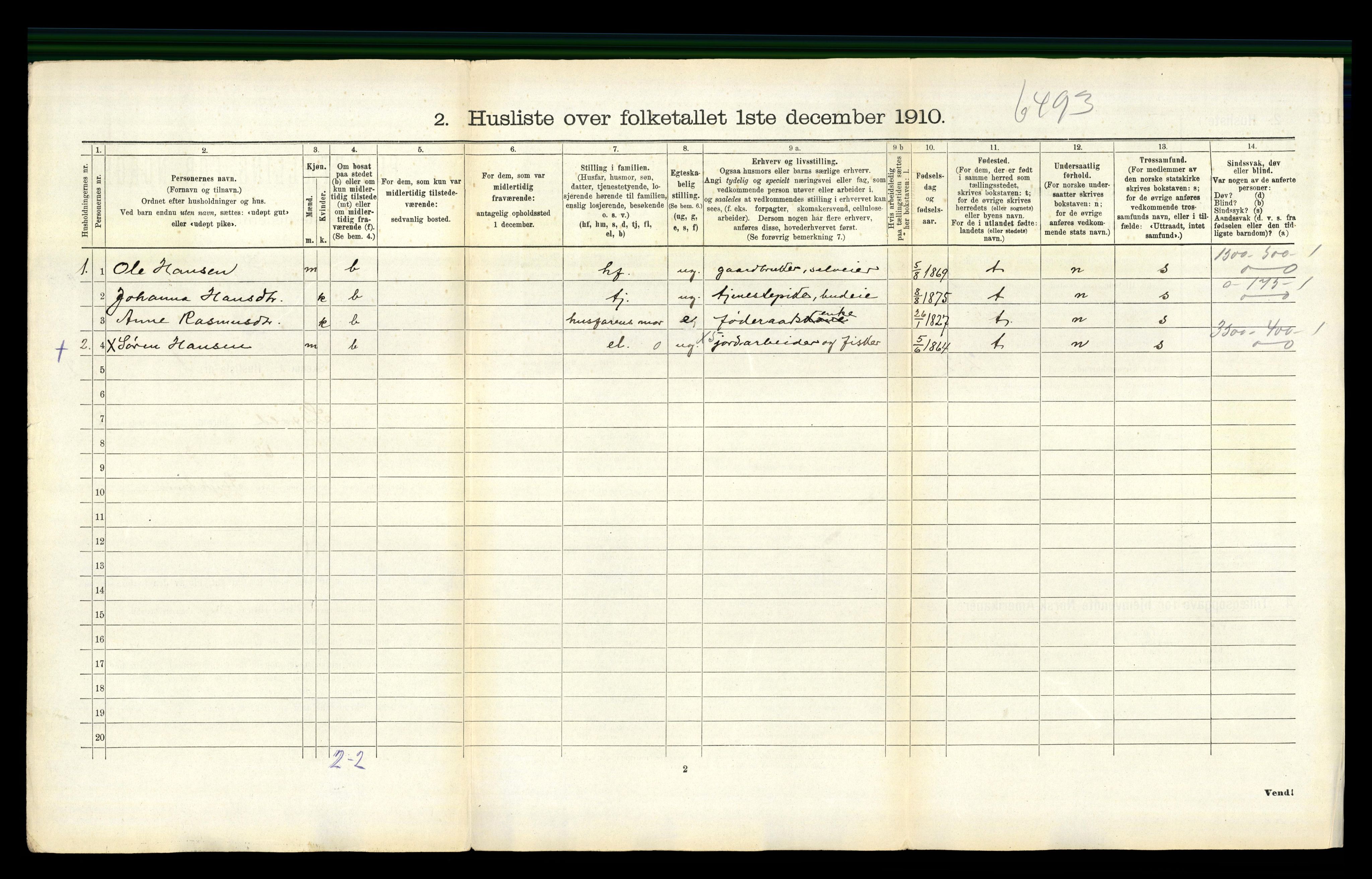 RA, 1910 census for Sørfold, 1910, p. 629