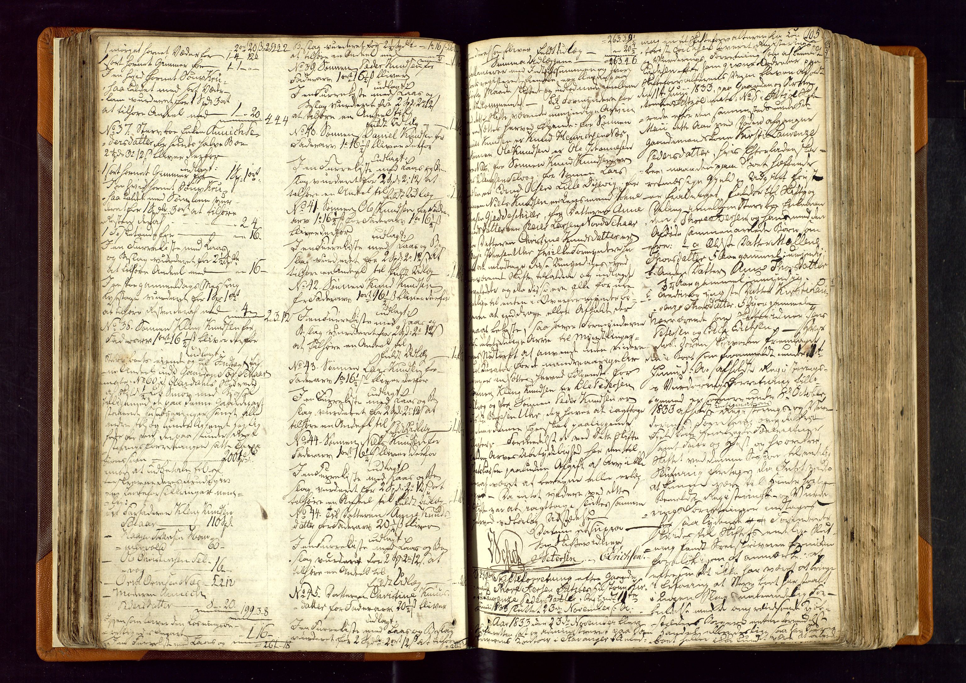 Karmsund sorenskriveri, AV/SAST-A-100311/01/IV/IVDBB/L0001: SKIFTEPROTOKOLL HESBY BC 1, 1831-1856, p. 104b-105a