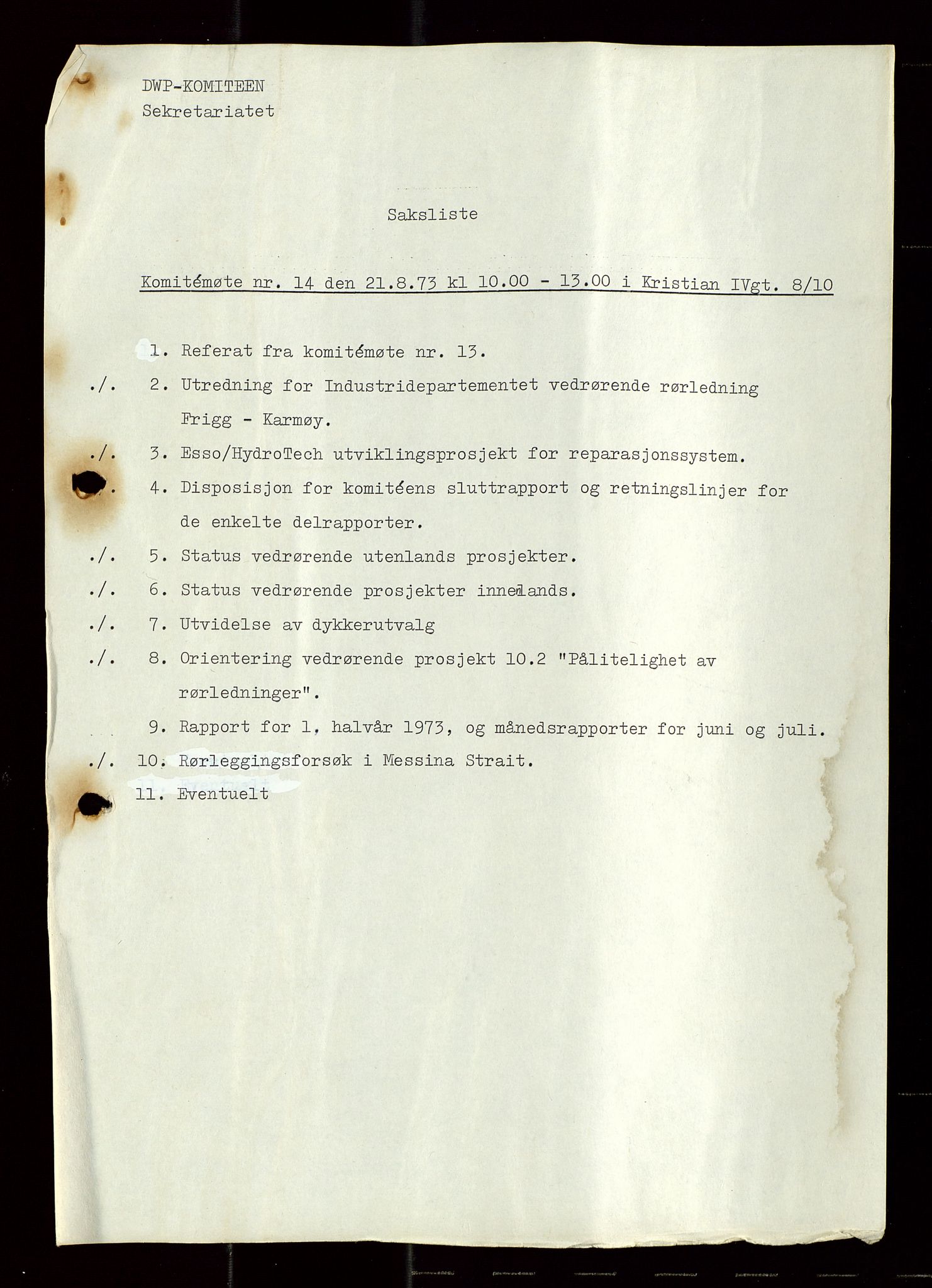 Industridepartementet, Oljekontoret, AV/SAST-A-101348/Di/L0004: DWP, møter, komite`møter, 761 forskning/teknologi, 1972-1975, p. 9