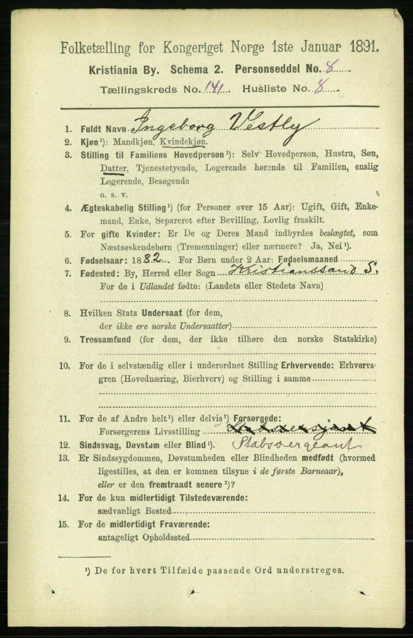 RA, 1891 census for 0301 Kristiania, 1891, p. 78247