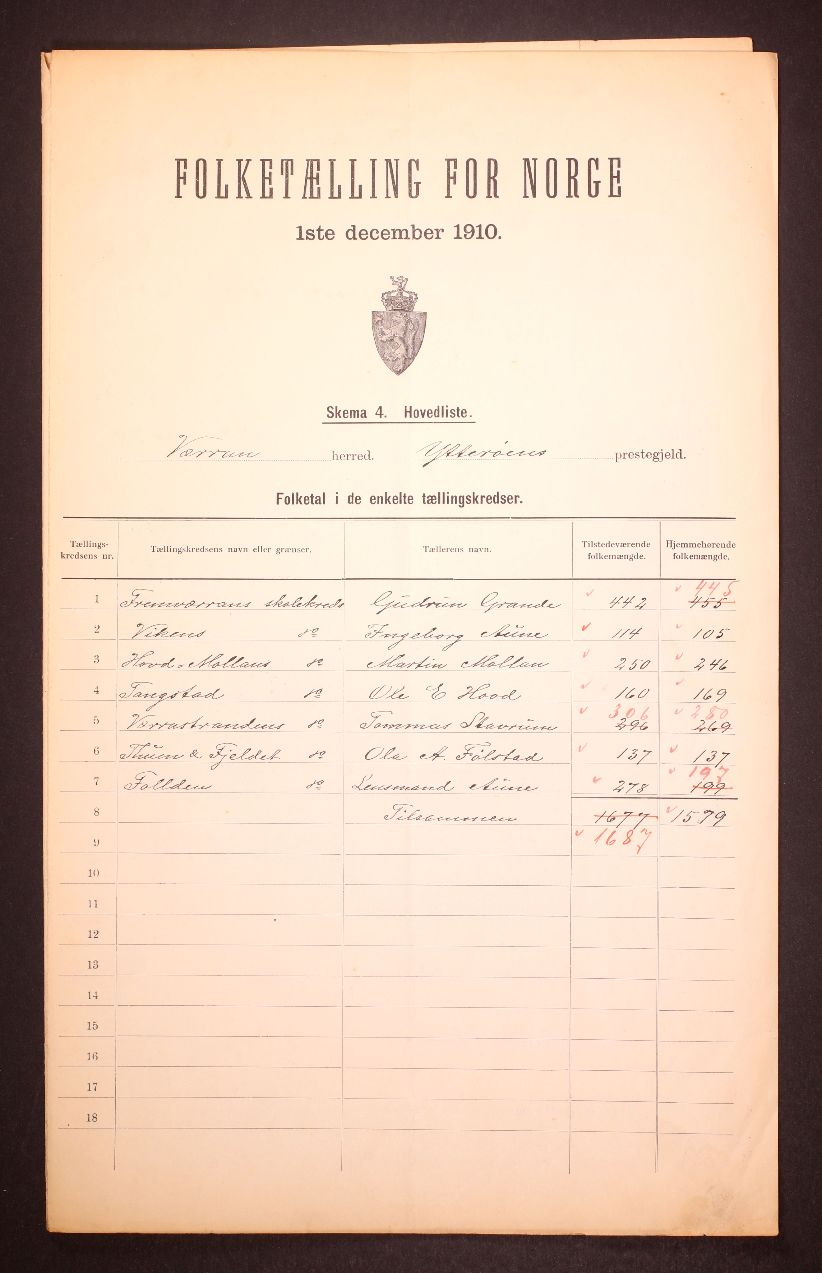 RA, 1910 census for Verran, 1910, p. 2