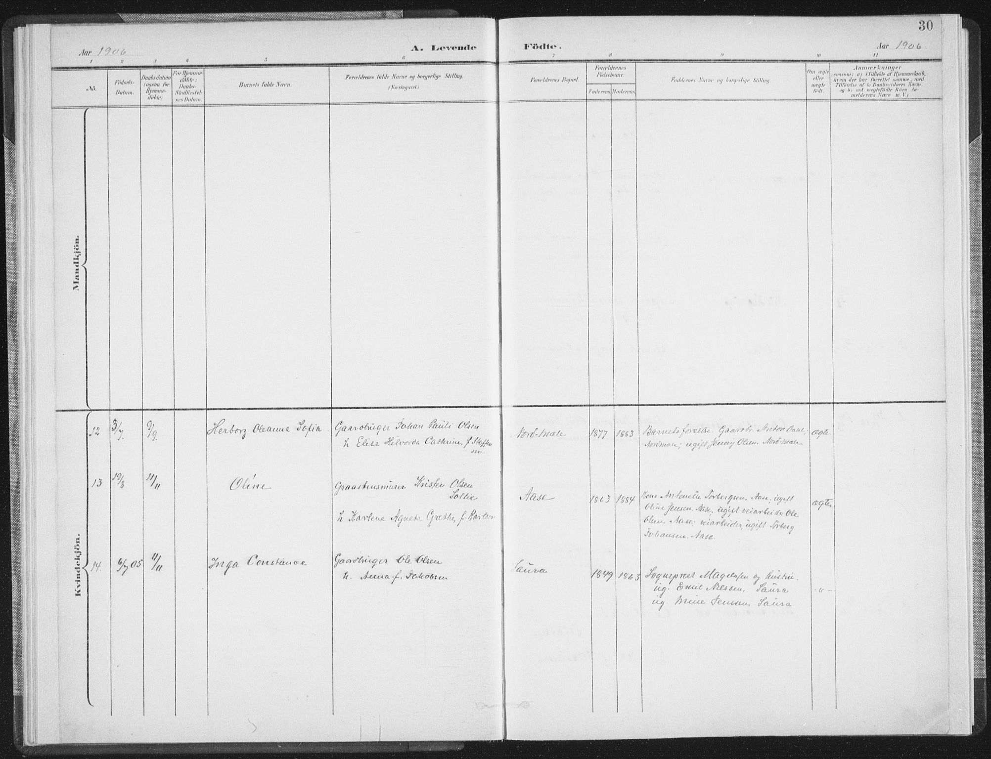 Ministerialprotokoller, klokkerbøker og fødselsregistre - Nordland, SAT/A-1459/897/L1400: Parish register (official) no. 897A07, 1897-1908, p. 30