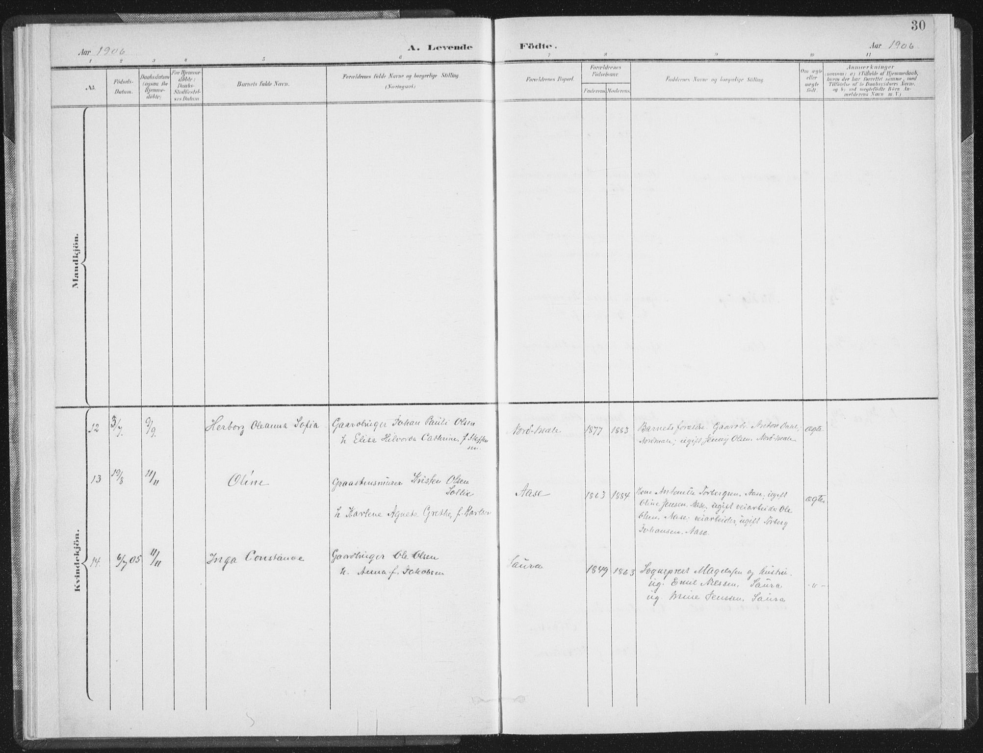 Ministerialprotokoller, klokkerbøker og fødselsregistre - Nordland, AV/SAT-A-1459/897/L1400: Parish register (official) no. 897A07, 1897-1908, p. 30
