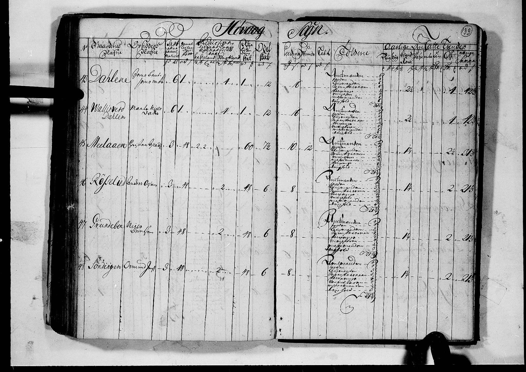 Rentekammeret inntil 1814, Realistisk ordnet avdeling, AV/RA-EA-4070/N/Nb/Nbf/L0124: Nedenes matrikkelprotokoll, 1723, p. 132b-133a