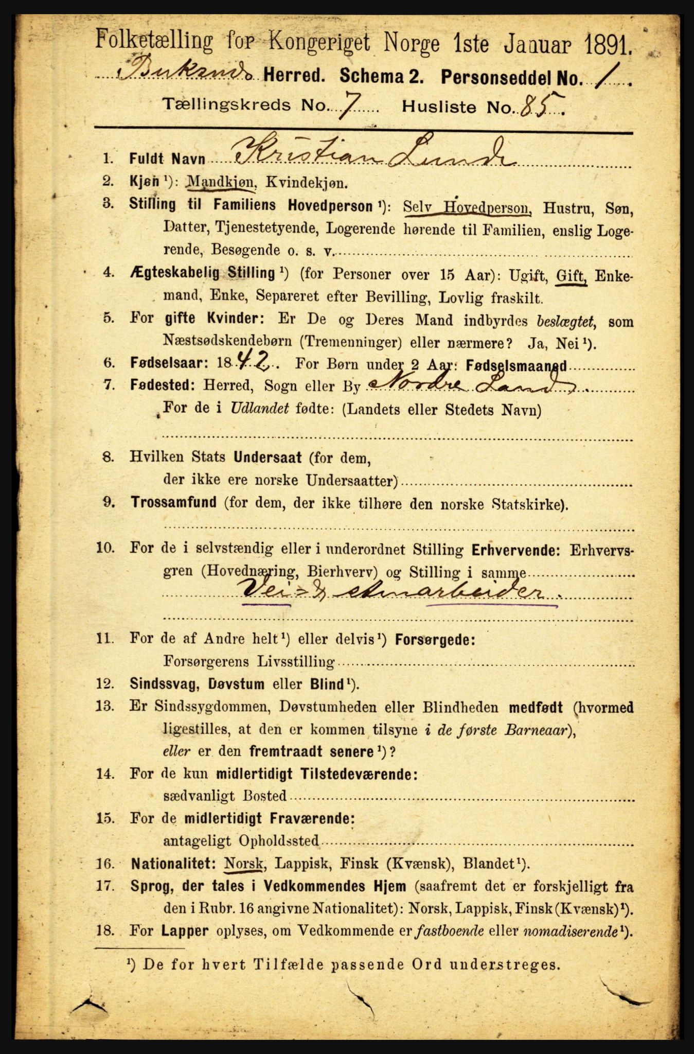 RA, 1891 census for 1860 Buksnes, 1891, p. 5554