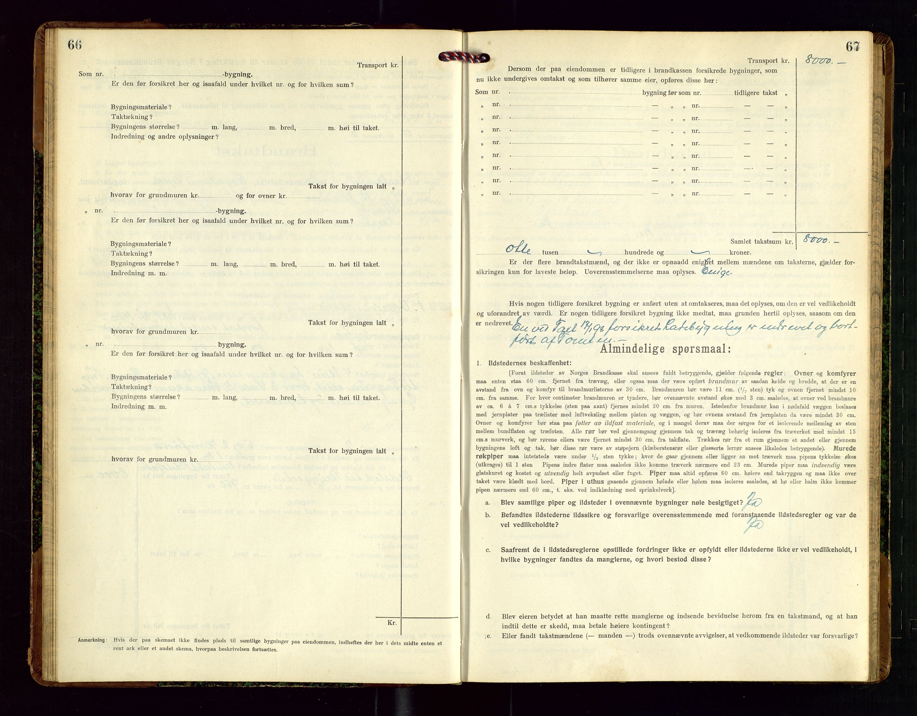 Nedstrand lensmannskontor, SAST/A-100236/Gob/L0002: "Brandtakstprotokol for Nerstrand lensmandsdistrikt Rogaland Fylke", 1916-1949, p. 66-67