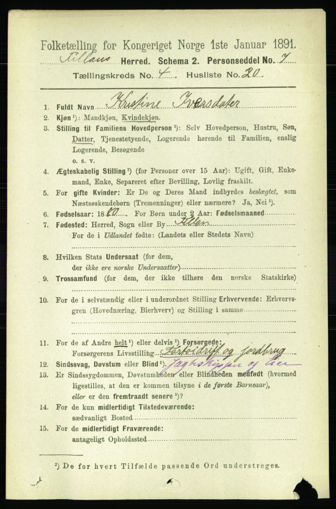 RA, 1891 census for 1616 Fillan, 1891, p. 807