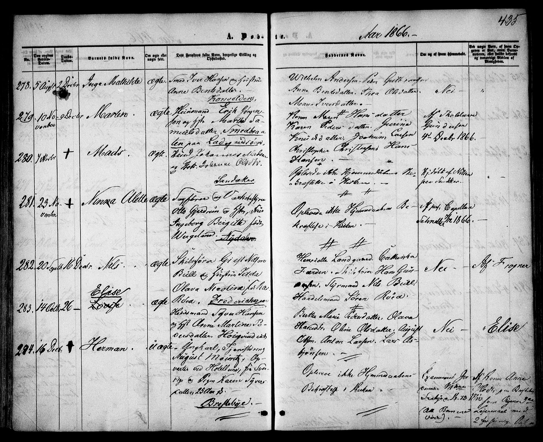 Vestre Aker prestekontor Kirkebøker, AV/SAO-A-10025/F/Fa/L0003: Parish register (official) no. 3, 1857-1868, p. 435