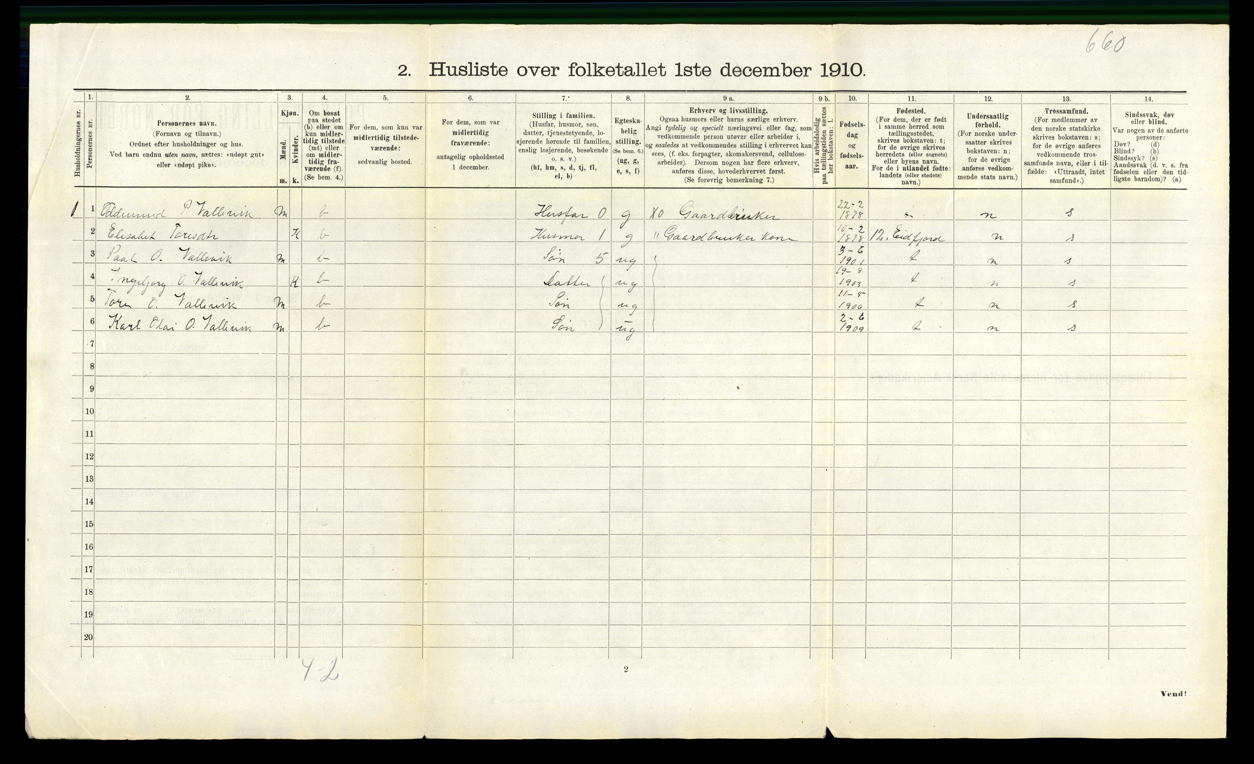 RA, 1910 census for Ulvik, 1910, p. 267