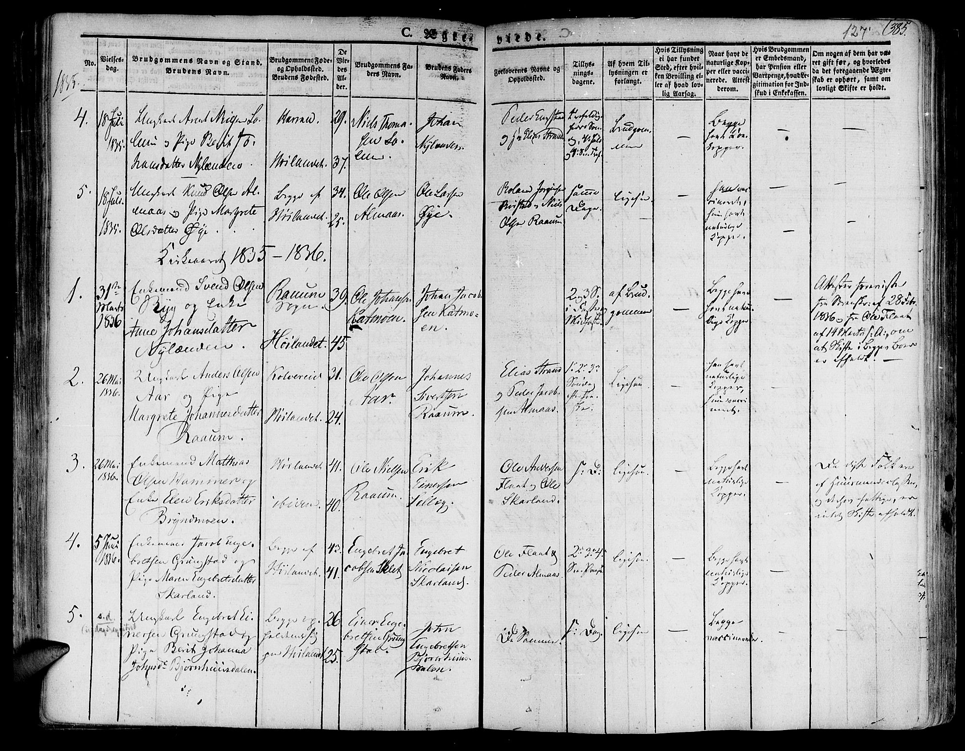 Ministerialprotokoller, klokkerbøker og fødselsregistre - Nord-Trøndelag, SAT/A-1458/758/L0510: Parish register (official) no. 758A01 /2, 1821-1841, p. 127