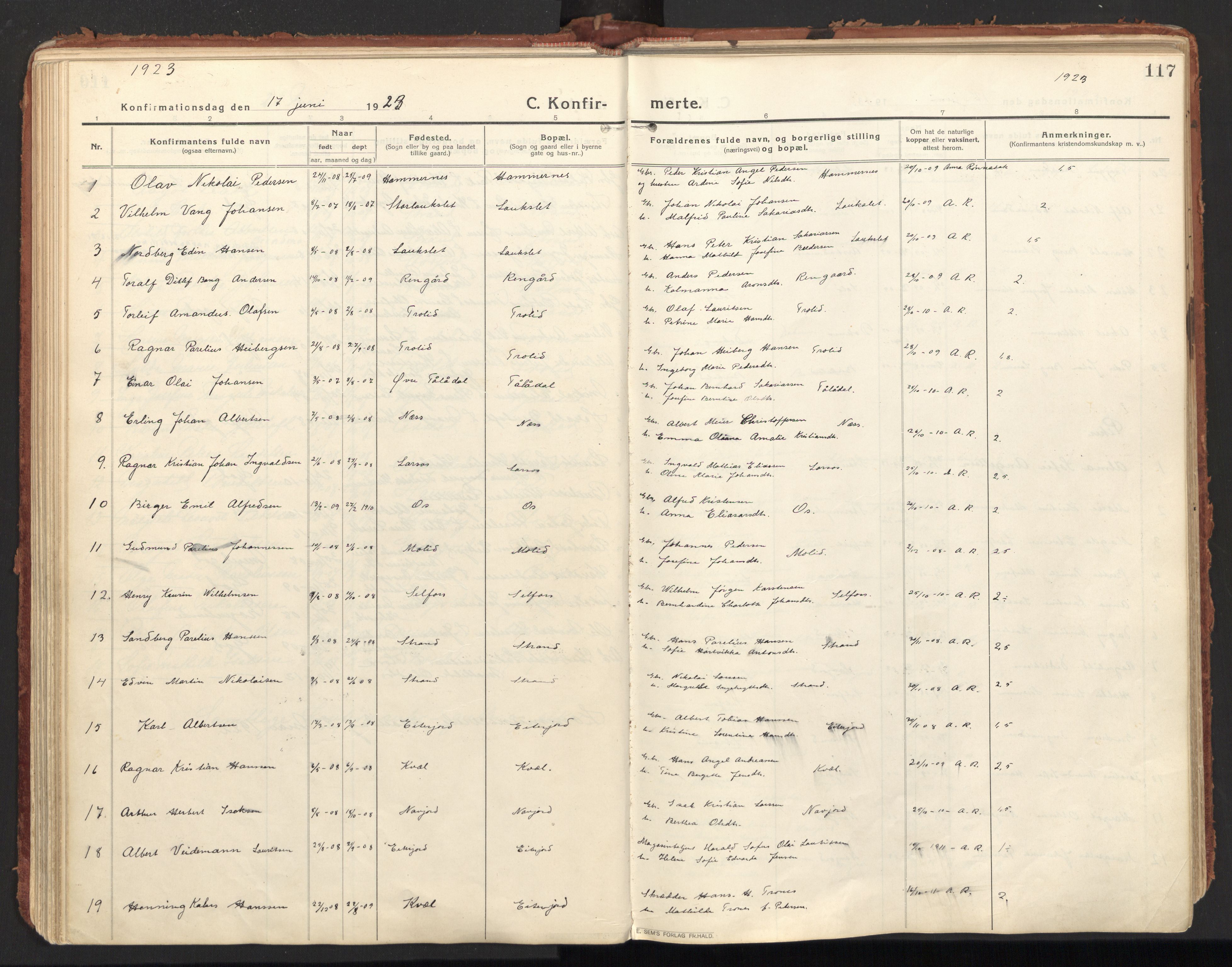 Ministerialprotokoller, klokkerbøker og fødselsregistre - Nordland, SAT/A-1459/846/L0650: Parish register (official) no. 846A08, 1916-1935, p. 117