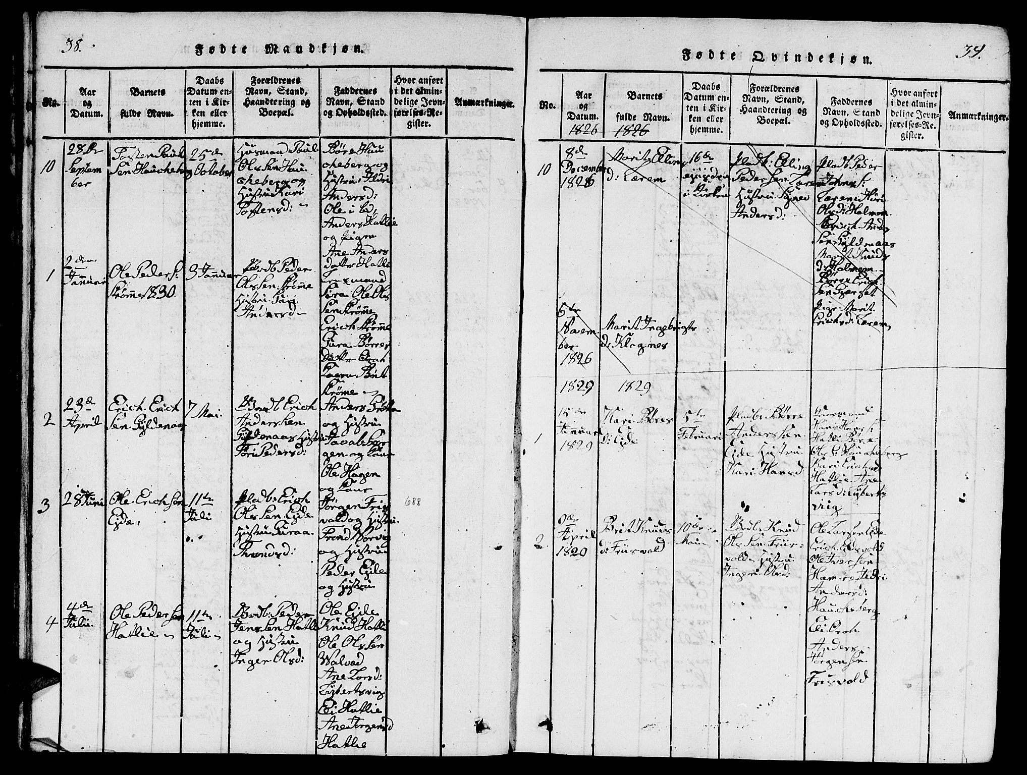 Ministerialprotokoller, klokkerbøker og fødselsregistre - Møre og Romsdal, AV/SAT-A-1454/542/L0558: Parish register (copy) no. 542C01, 1818-1836, p. 38-39