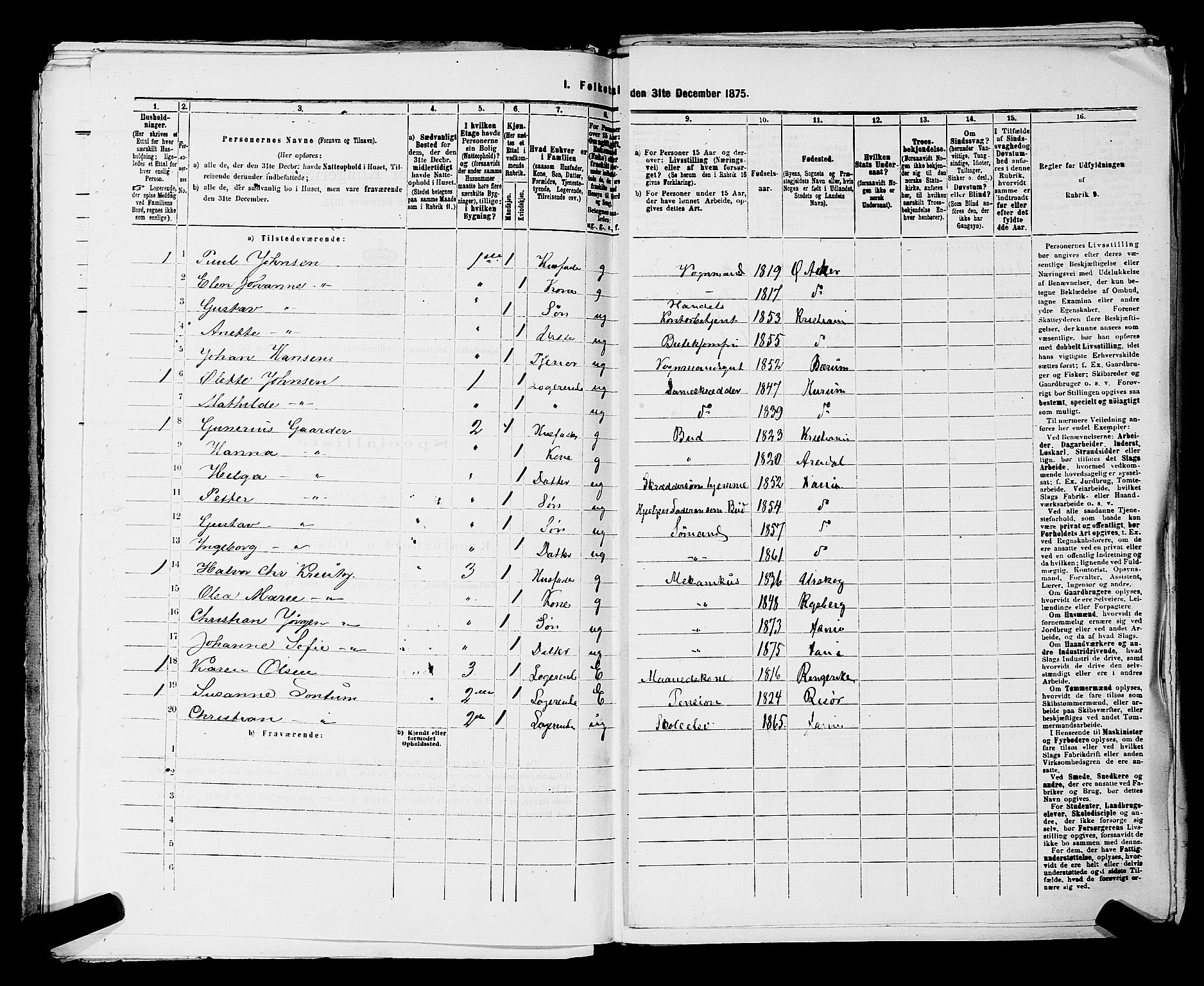 RA, 1875 census for 0301 Kristiania, 1875, p. 3416