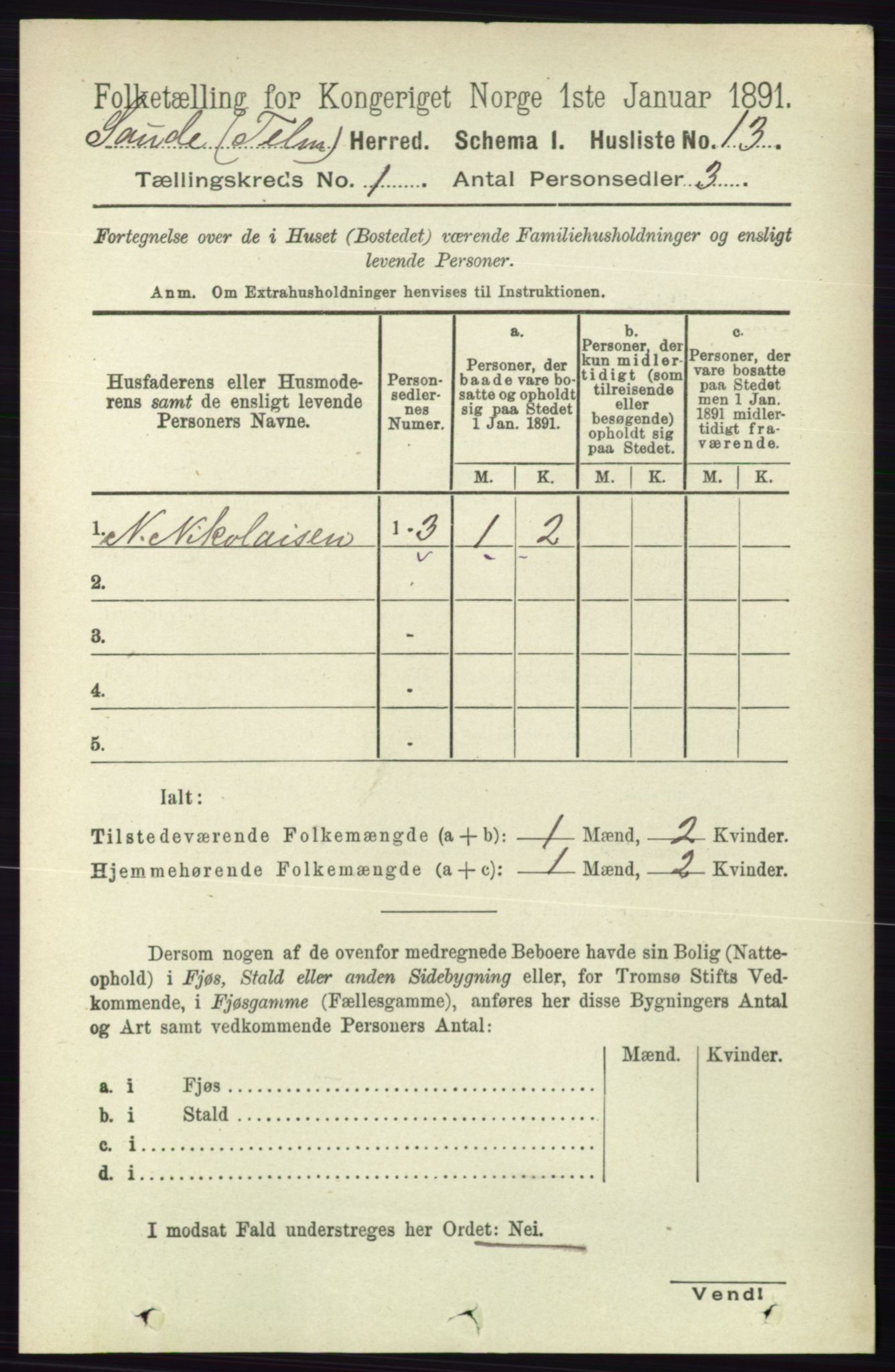 RA, 1891 census for 0822 Sauherad, 1891, p. 46